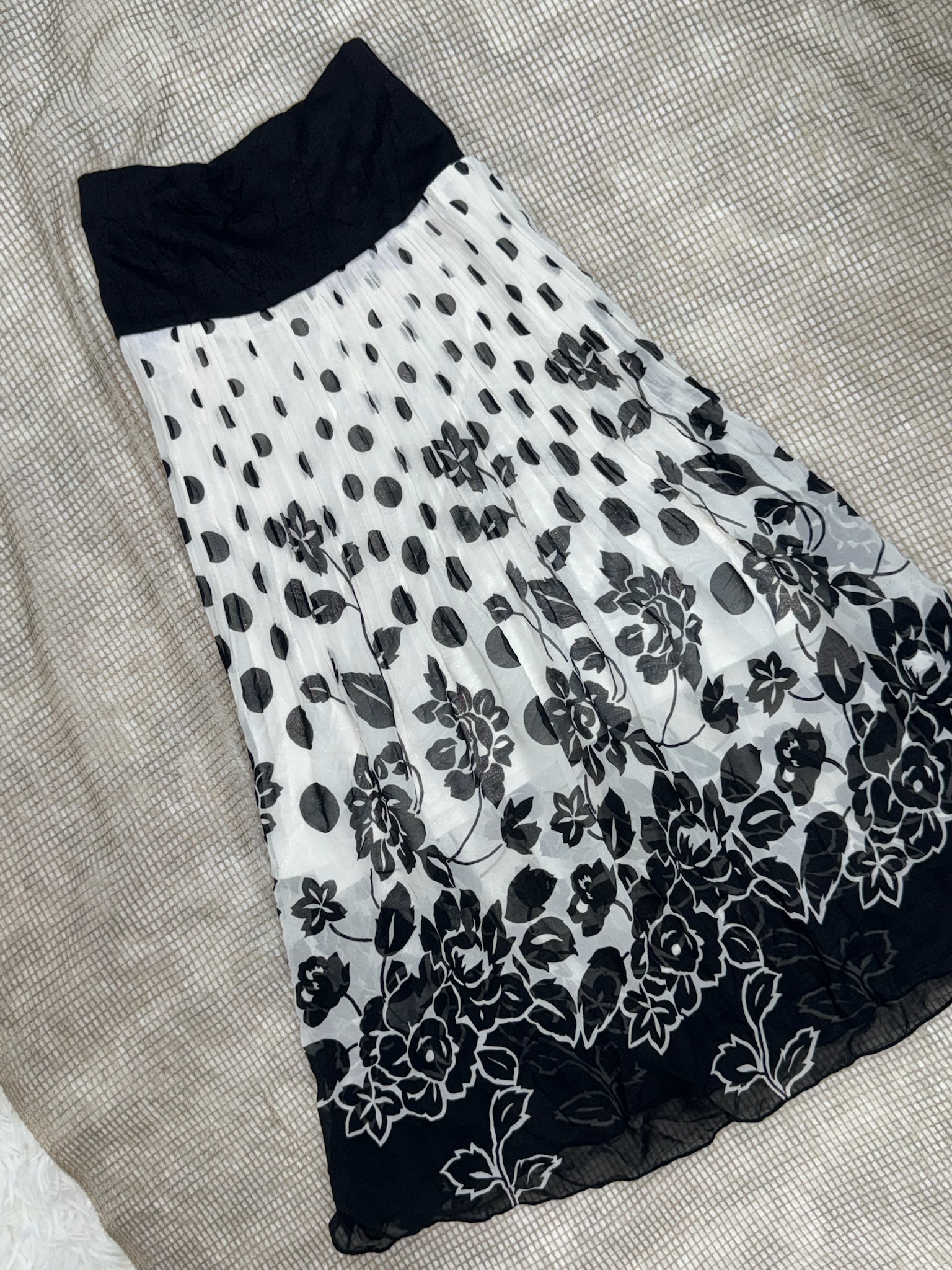 Whimsigoth Border Print Maxi Rose Chiffon Long Skirt