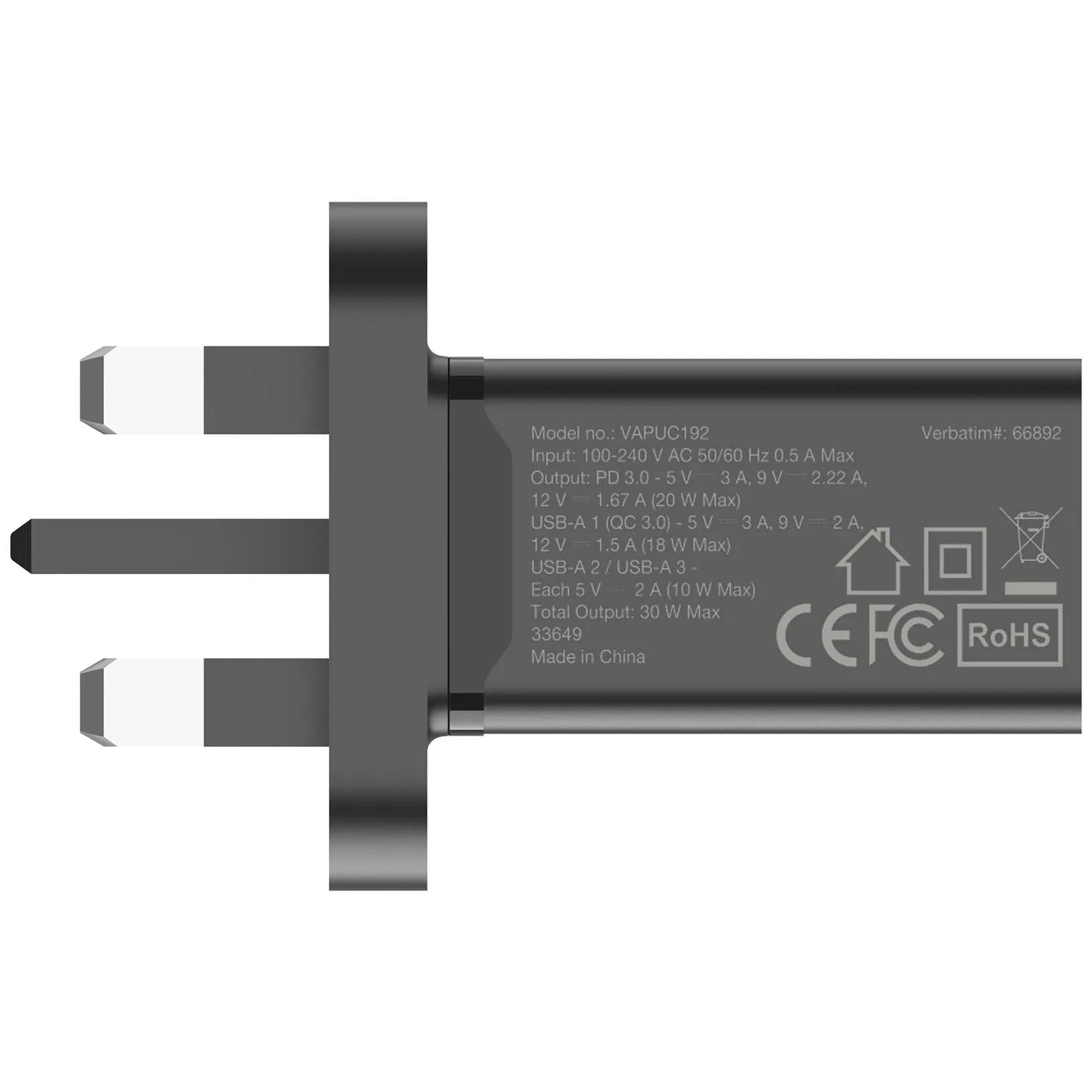 Verbatim 威寶｜4端口30W PD & QC 3.0 USB 充電器