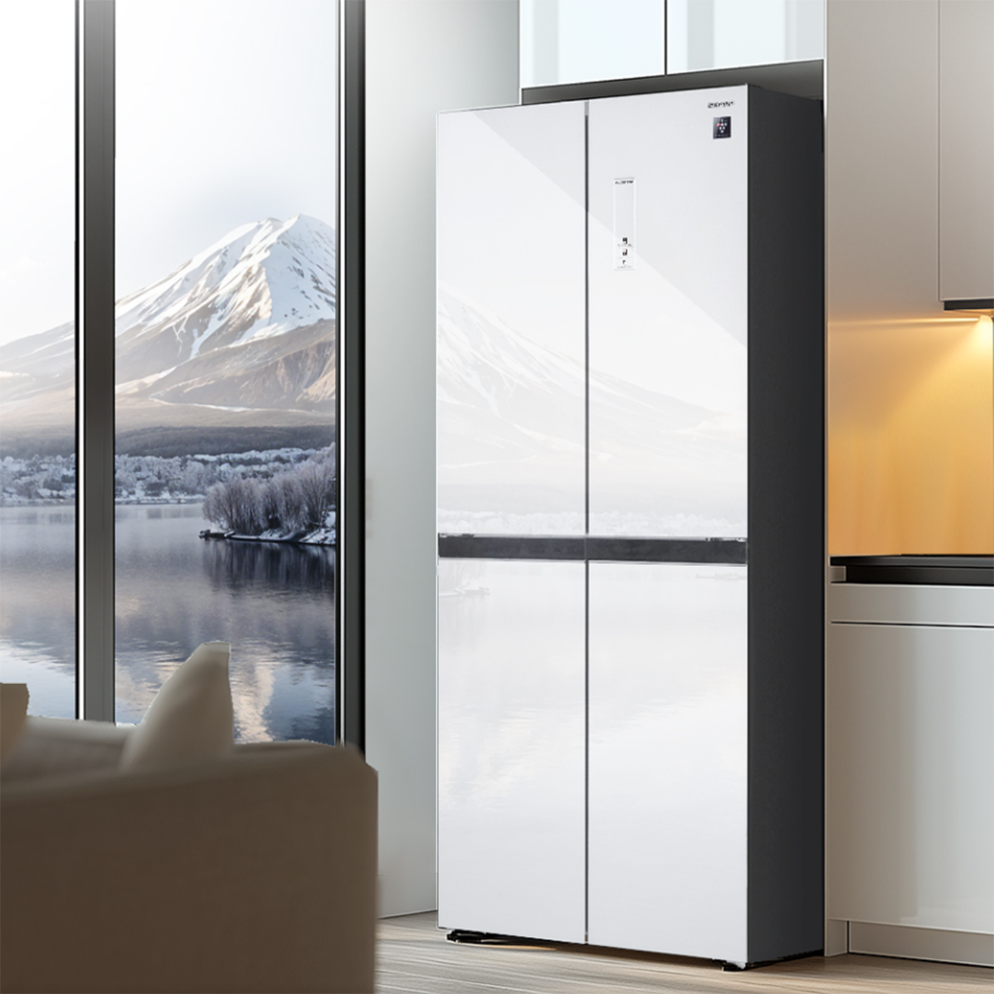 Sharp 750L Avance Glass Door 4-Door Refrigerator (SJF921VGW)