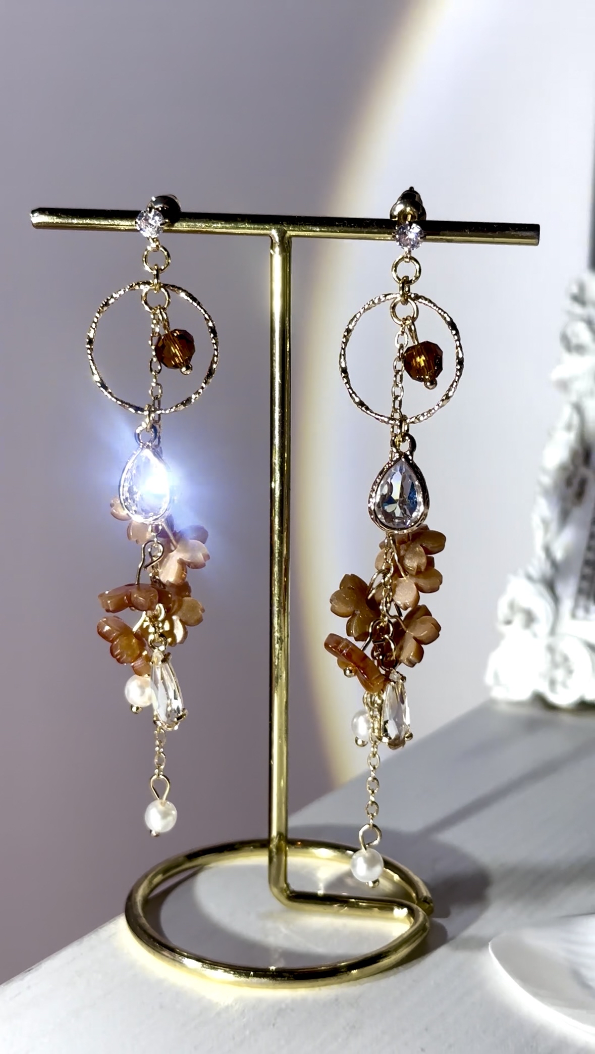 琥珀秋葉流蘇耳環🍁