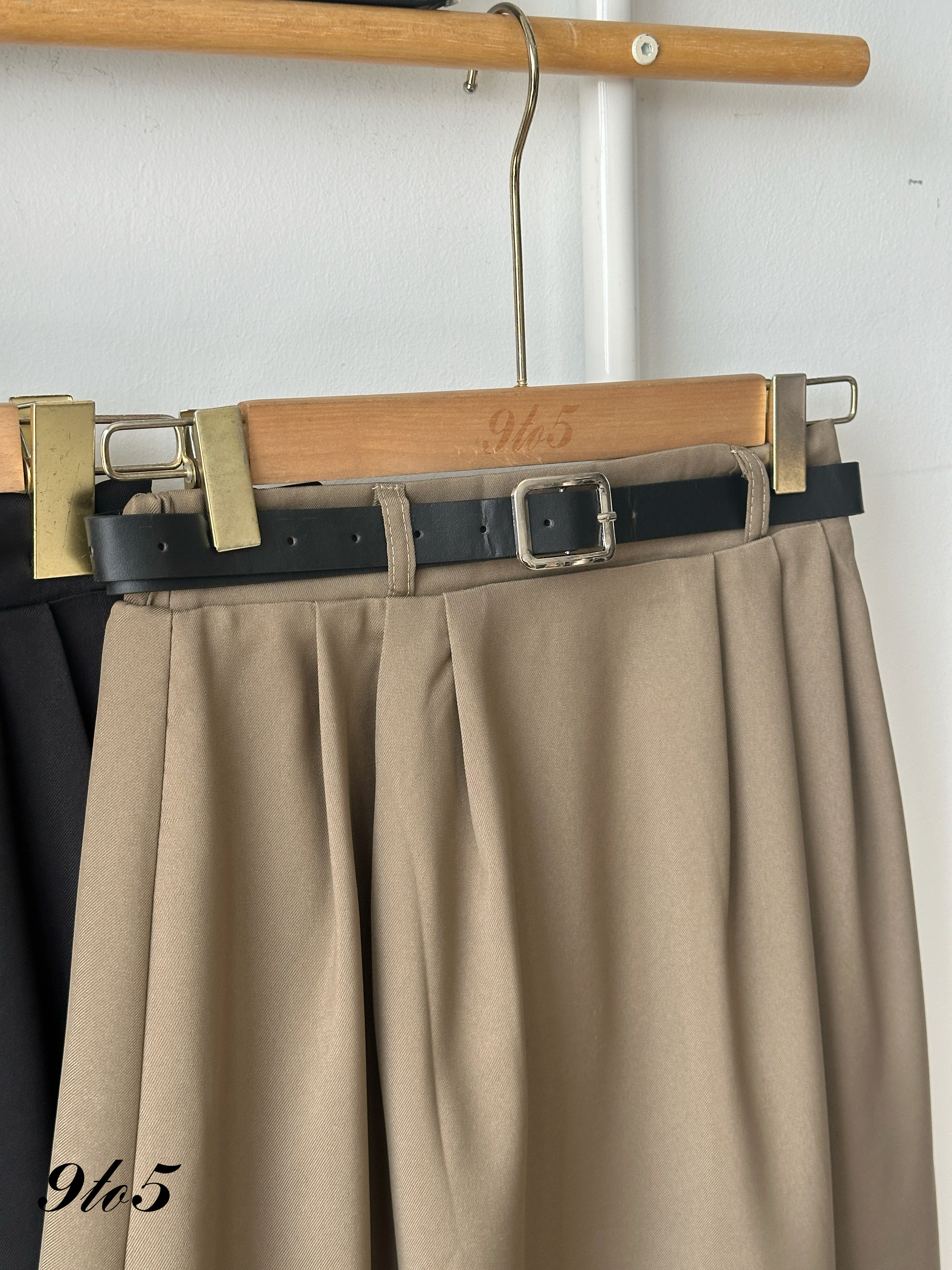 S1866 A Line Long Skirt - Black & Brown