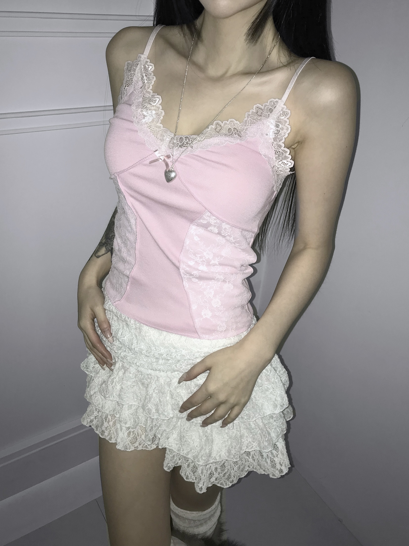 Tiered Ruffled Lace Mini Skirt