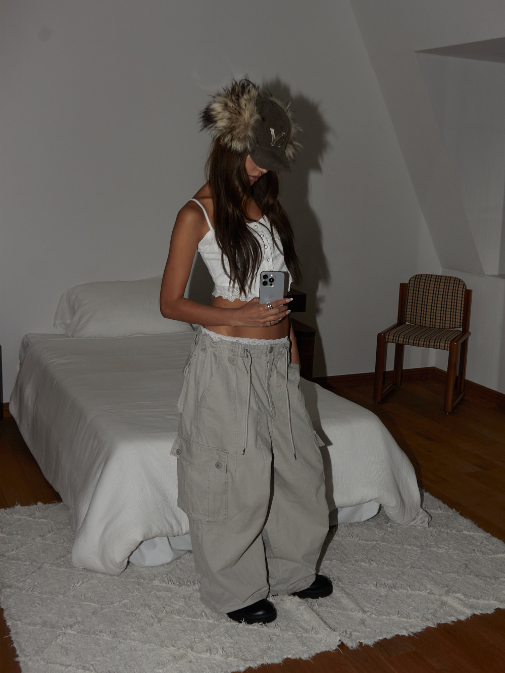 Drawstring Cotton Cargo Pants