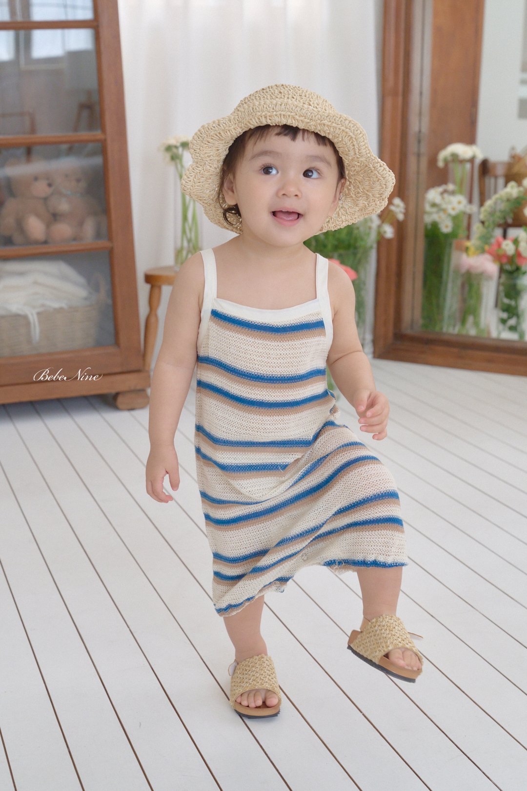 ☀️預訂 韓國直送☀️🇰🇷Bebenine兩色撞色條紋吊帶連身服