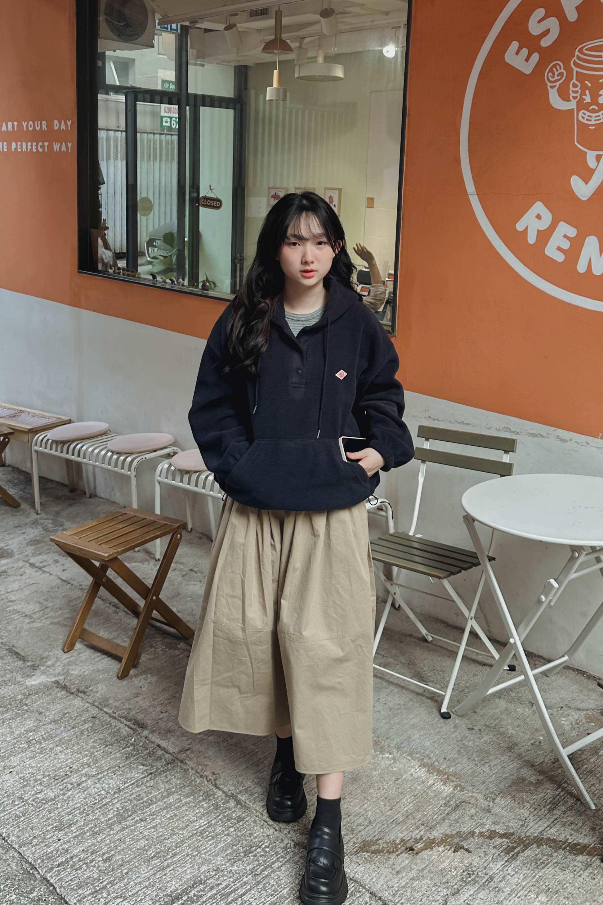 四季ok! 設計師日系八分皺褶裙 (兩色入)