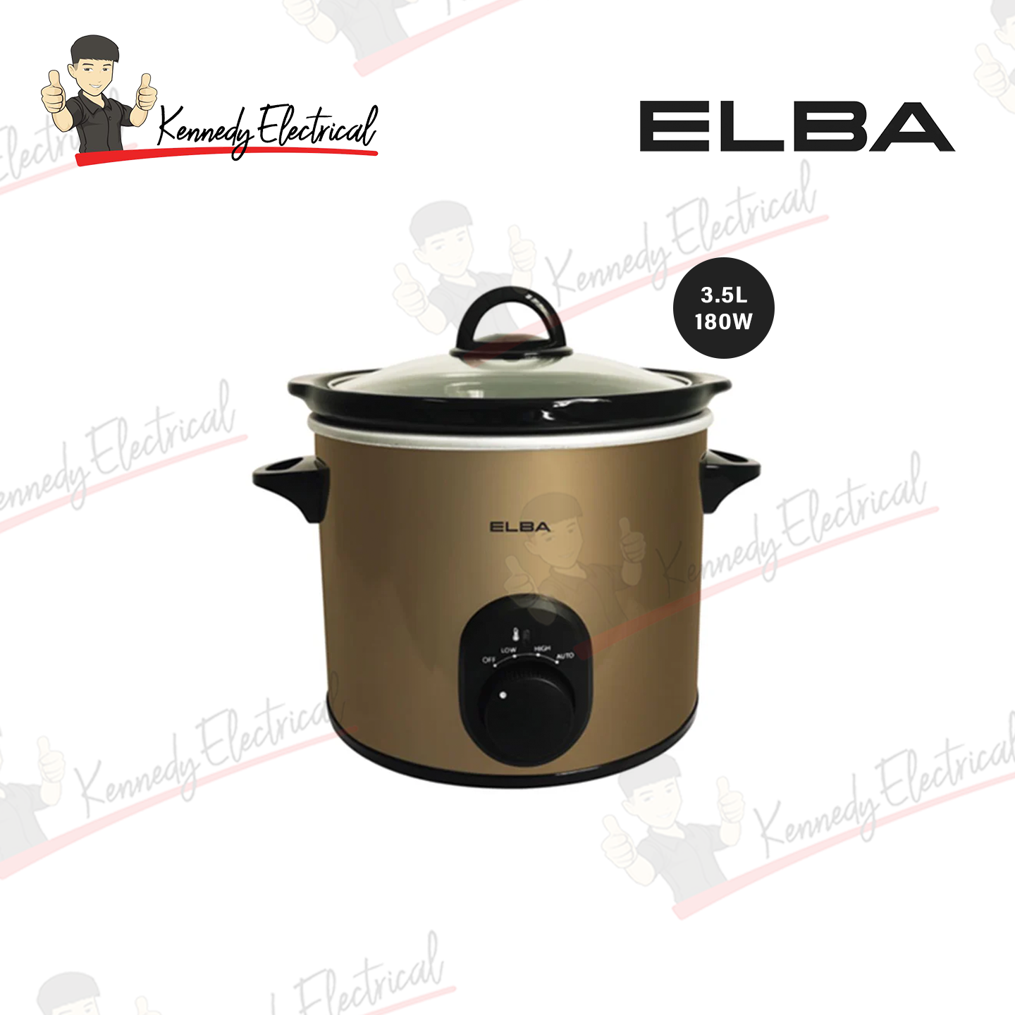 Elba 3.5L Slow Cooker - Variable Thermostat Control-Off ESC-K3568(CP)