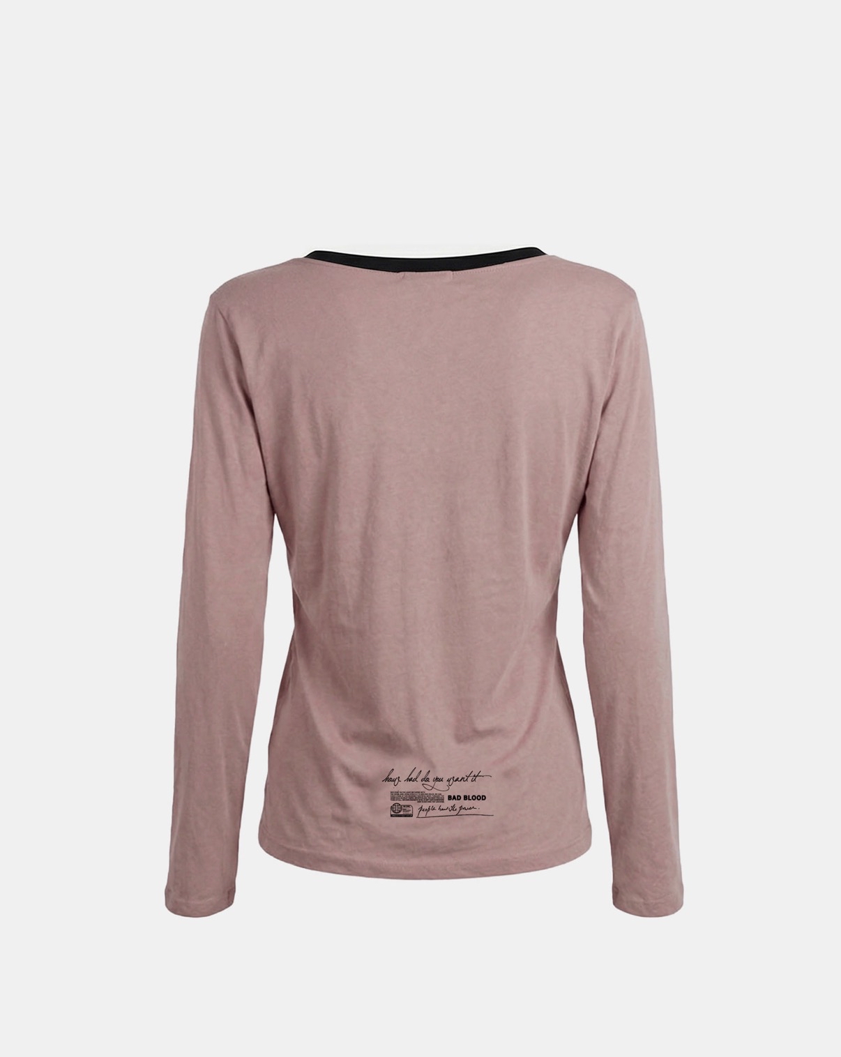 BADBLOOD  [w-tee26-124] B.A.D. Ladyland Ringer Loose-Fit T-Shirt - Pink