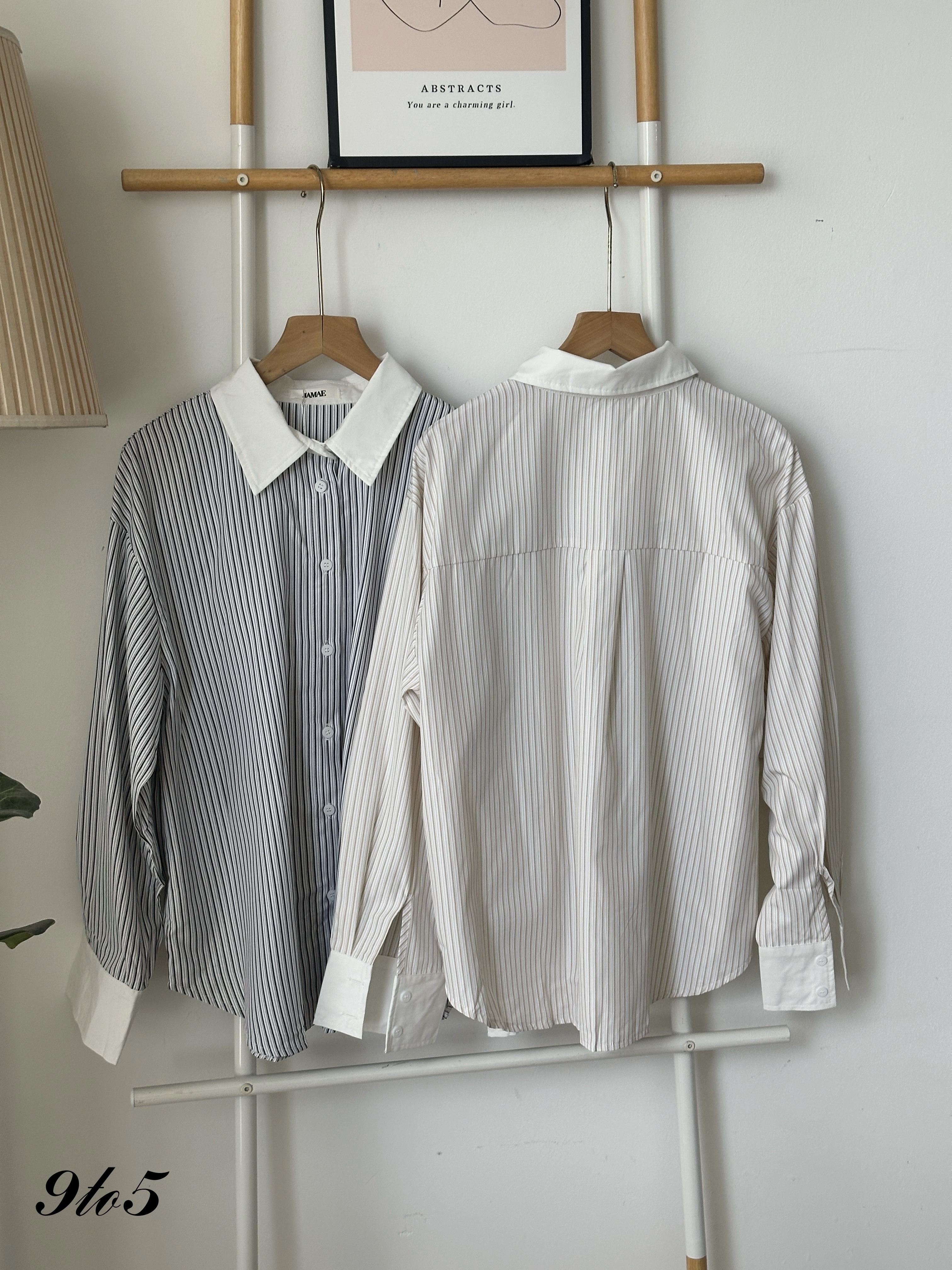 T4092 Oversize Stripe Shirt - Black & Khaki