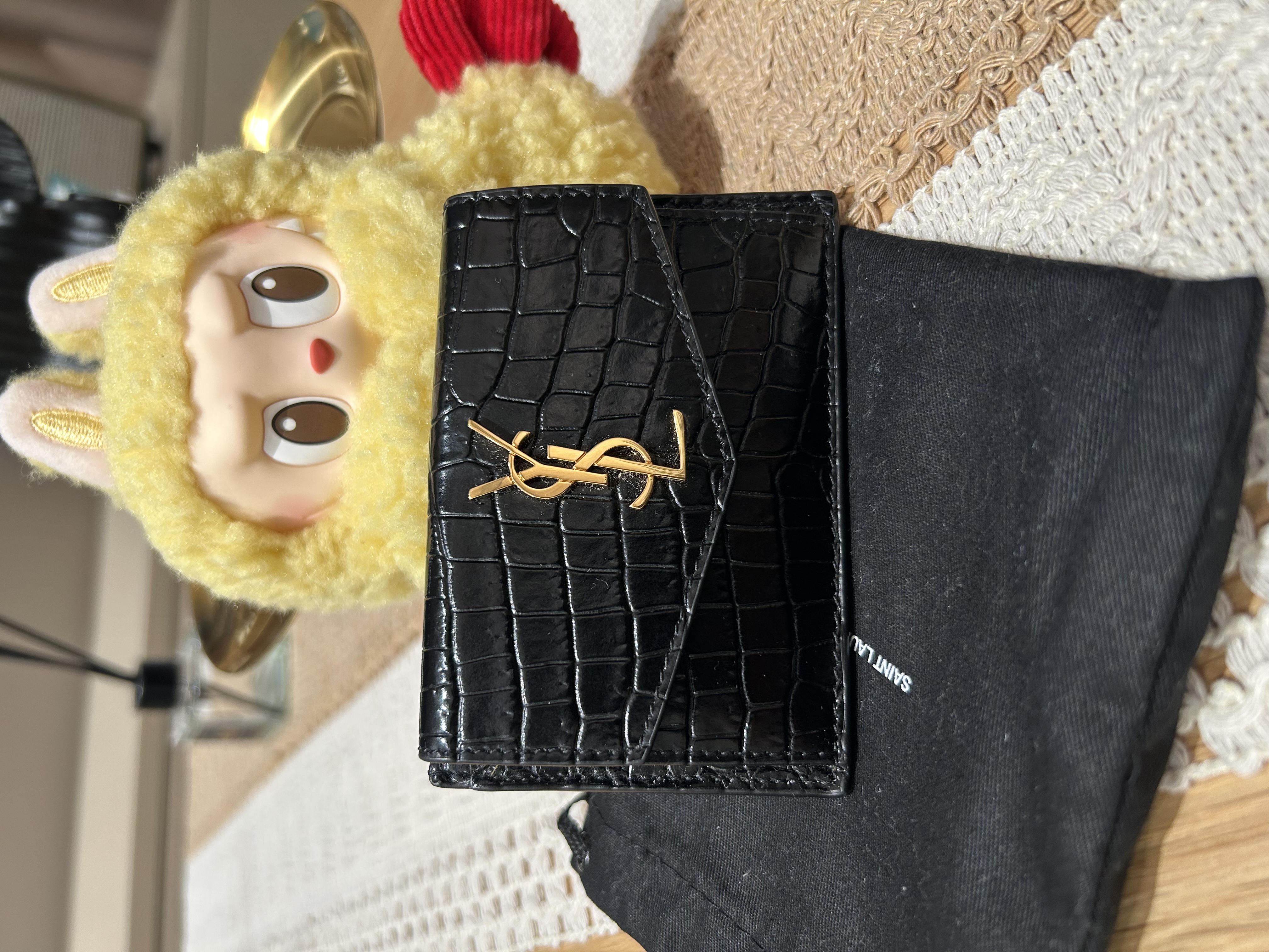 Saint Laurent uptown flap card case YSL LOGO鱷魚壓紋牛皮零錢/卡片套 100%Authentic,98%new✅ 塵袋