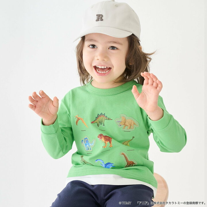 🇯🇵預訂 日本直送🇯🇵Petit Main x Tomica系列三色恐龍動物車車印花假兩件長袖T恤