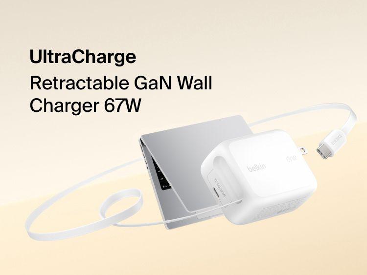 $ 198件。Belkin Retractable GaN Wall Charger 67W (可伸縮 GaN 壁式充電器 67W) SKU: WCH022myWH