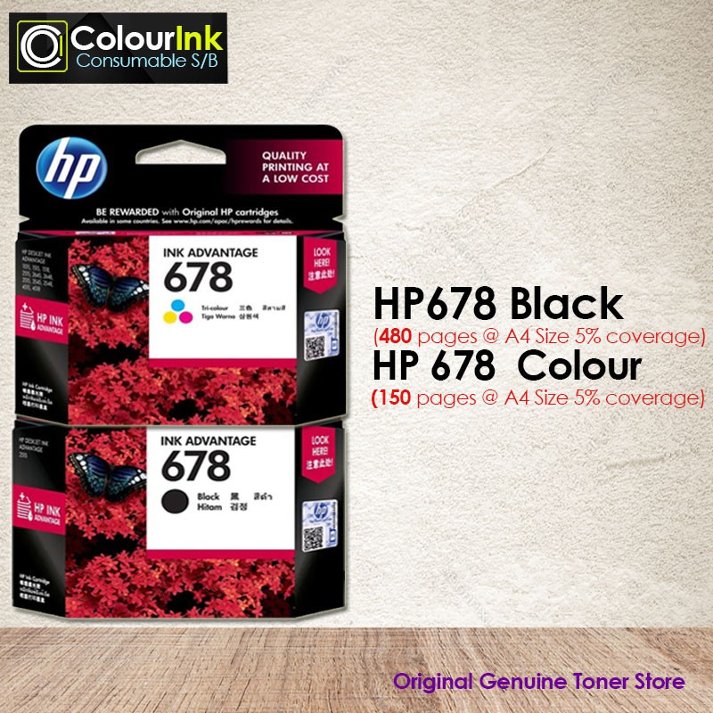 HP 678 Black CZ107AA / HP678 Original Genuine CZ108AA Ink Cartridge 1515/2515/2645