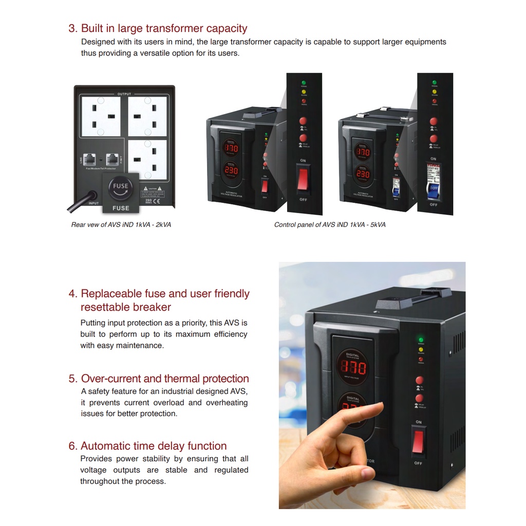 NeuroPower 1KVA 2KVA 3KVA AVR Industrial Motorised Automatic Voltage Stabilizer AVS-M1K0 AVS-M2KE AVS-M3K0