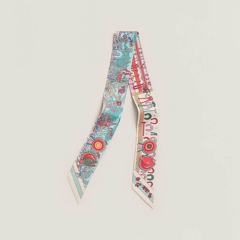 Hermès 全新🆕  100%絲 Pony Pit Stop 圖案 Twilly 