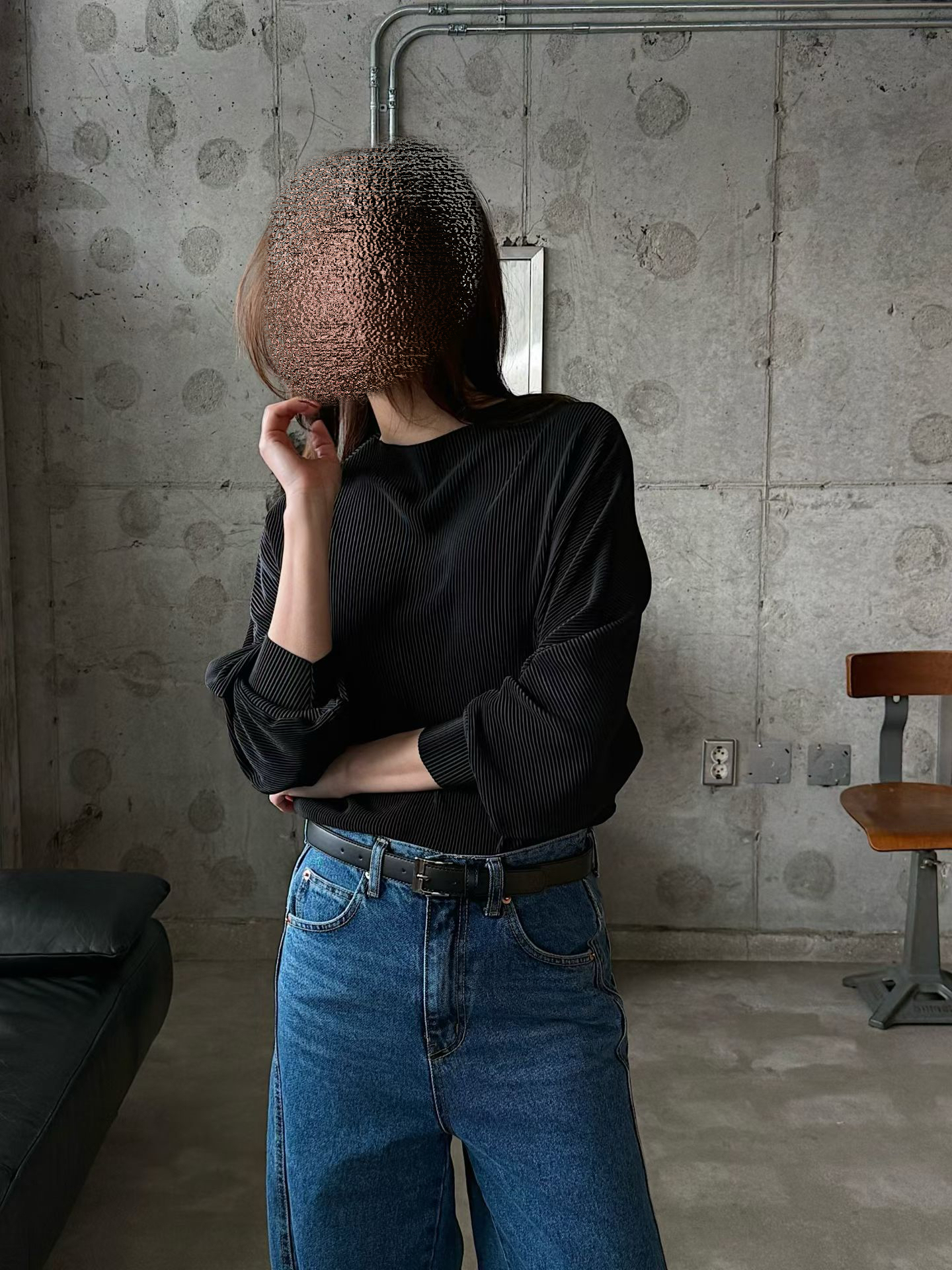 Elegant dolman sleeve ribbed top