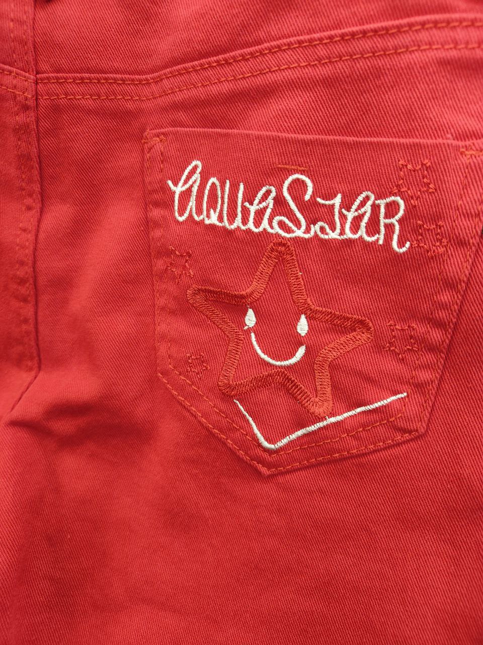 K03 红色星星牛仔七分裤