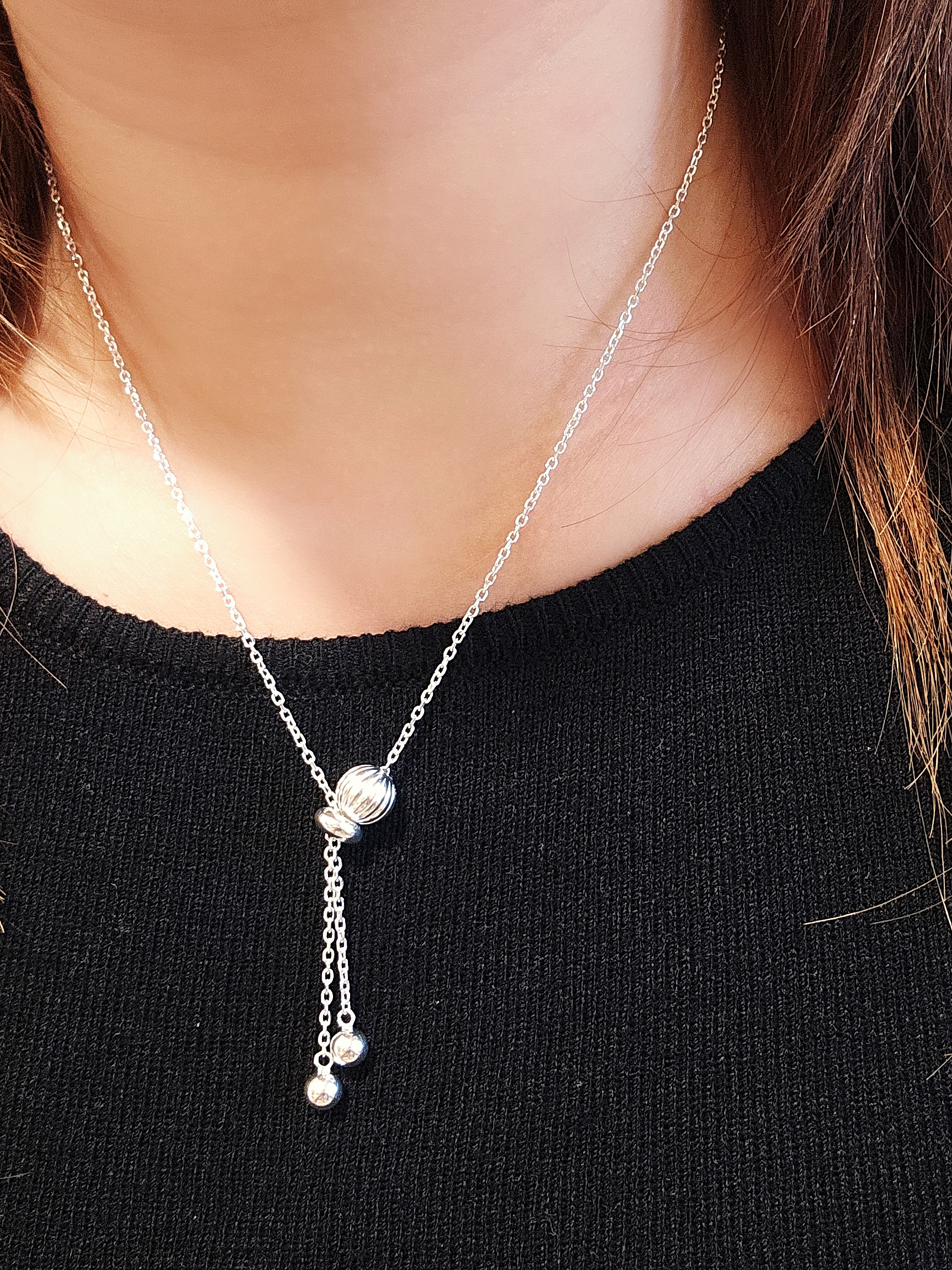 S925 - EN0114  Drop Bead Y-Necklace