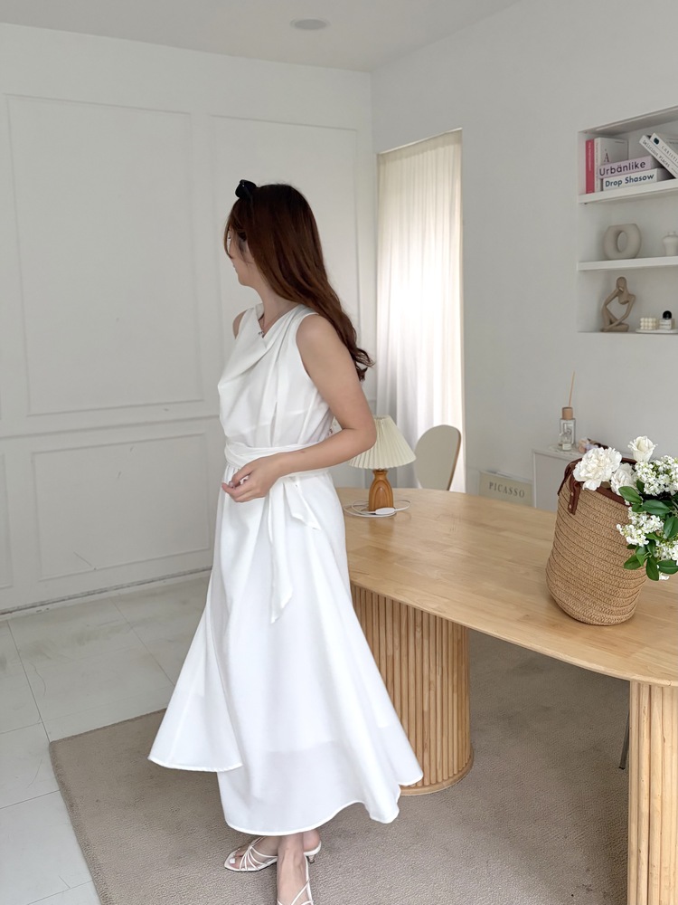 Athena Drape Dress (White)