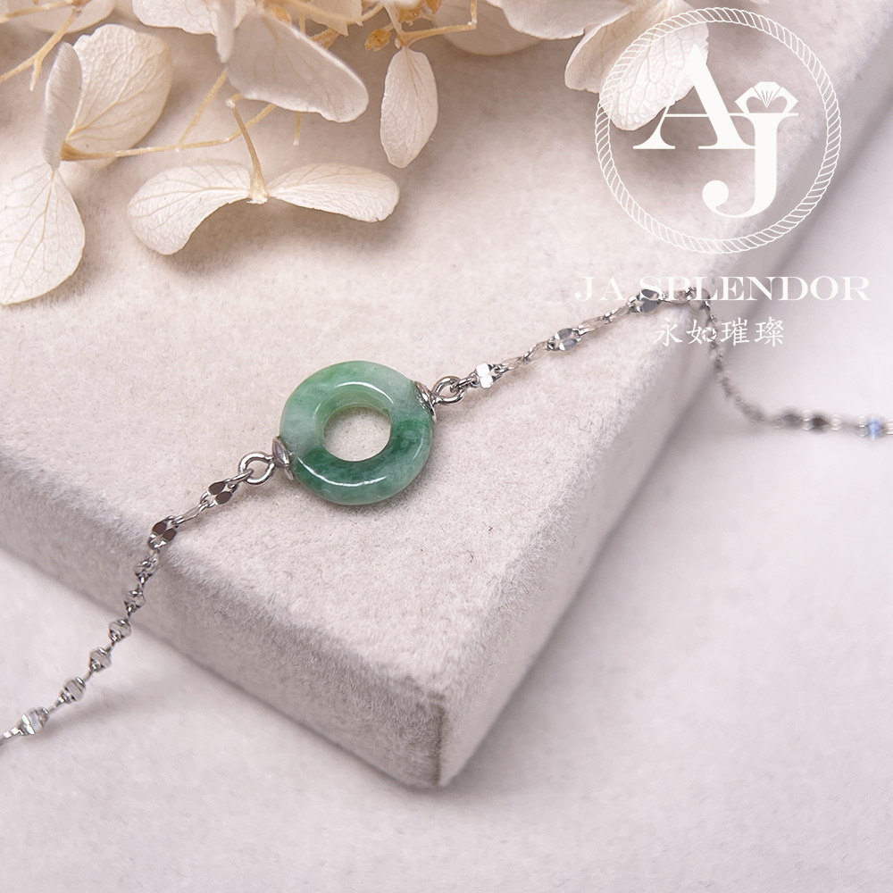 D-36 天然翡翠A玉 薄荷糖系列純銀手鏈