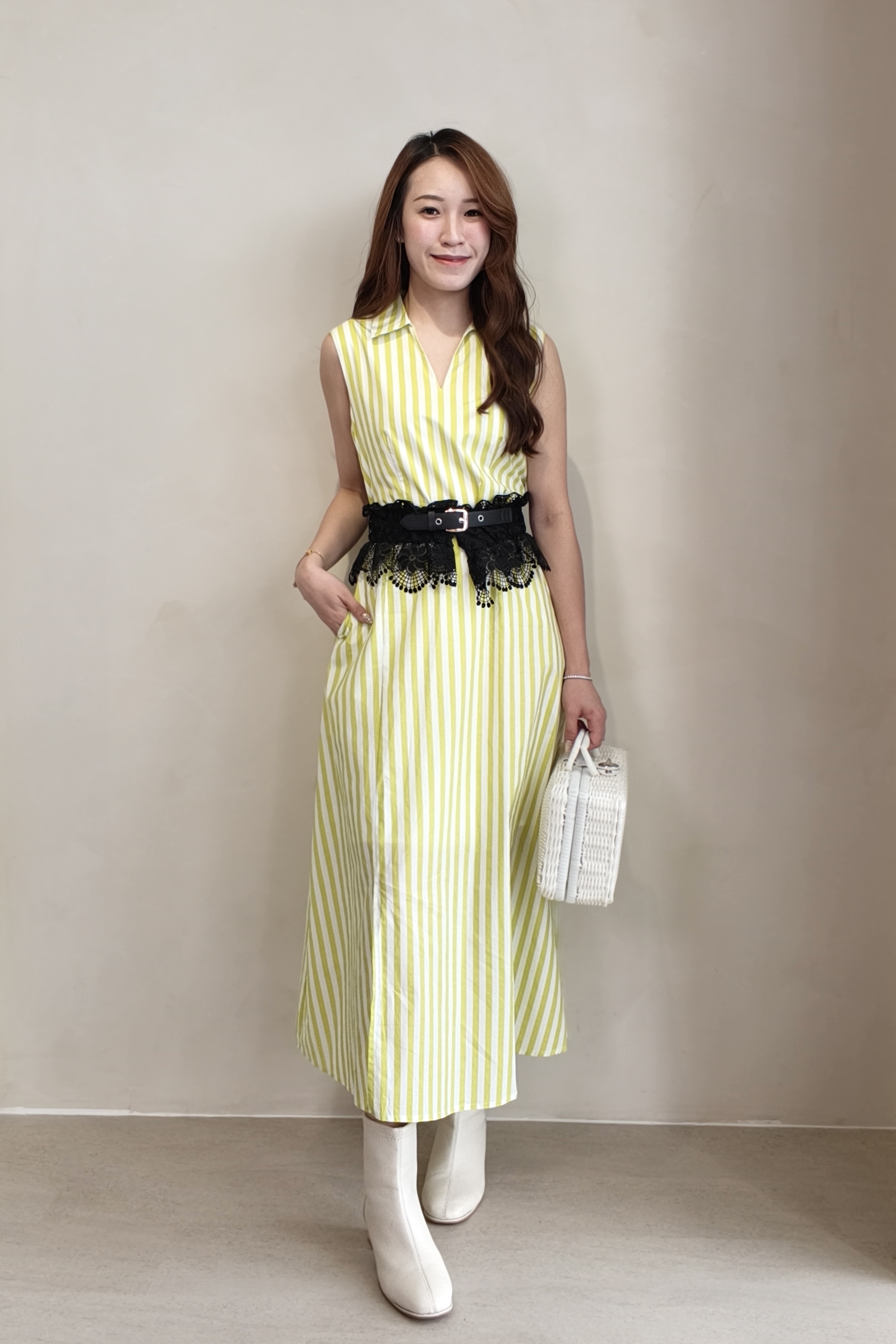 935951 Lemon Stripe Breeze Maxi Dress