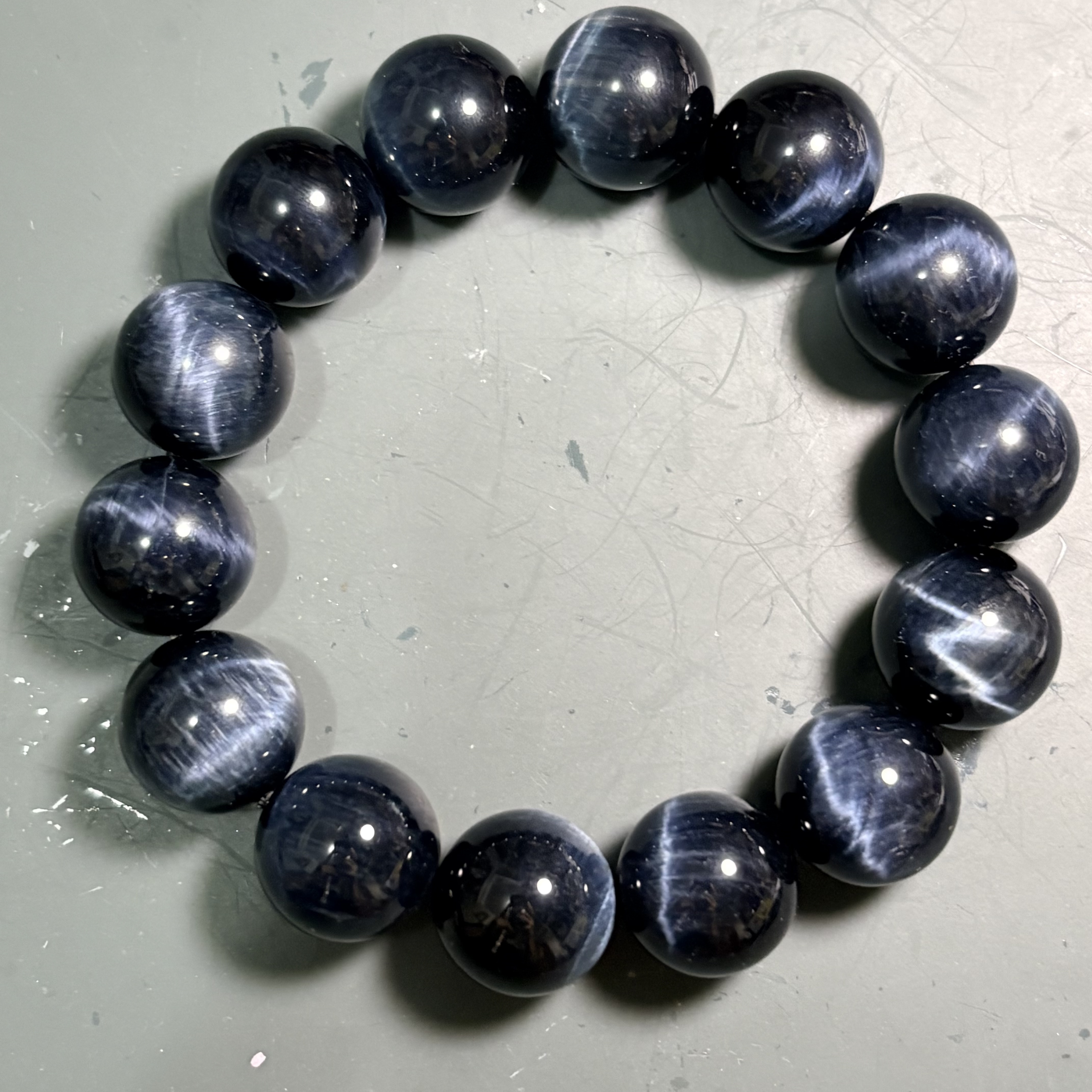 藍虎眼石手串 No.2196 規格：16.5mm珠18cm 手圈