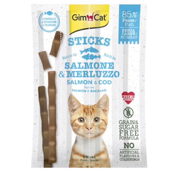 Gimcat  三文魚及鱒魚味肉條 貓零 (5g x 4條)