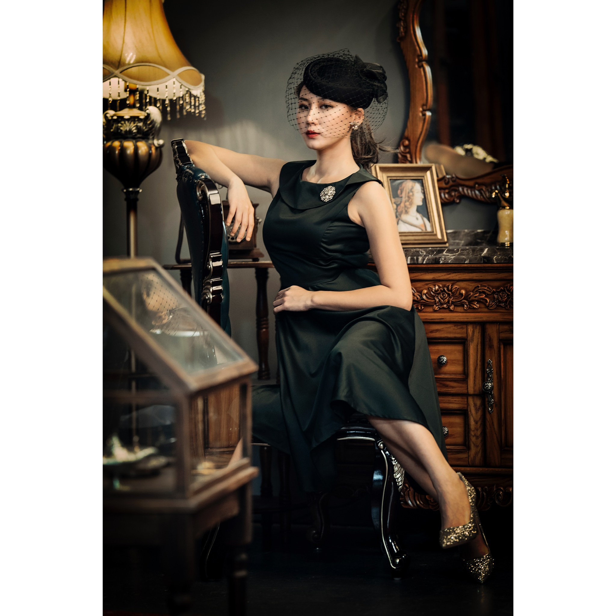 (Custom-Made) Heirloom Cocktail Series - 1950s Style Green Cocktail Dress (FM065)