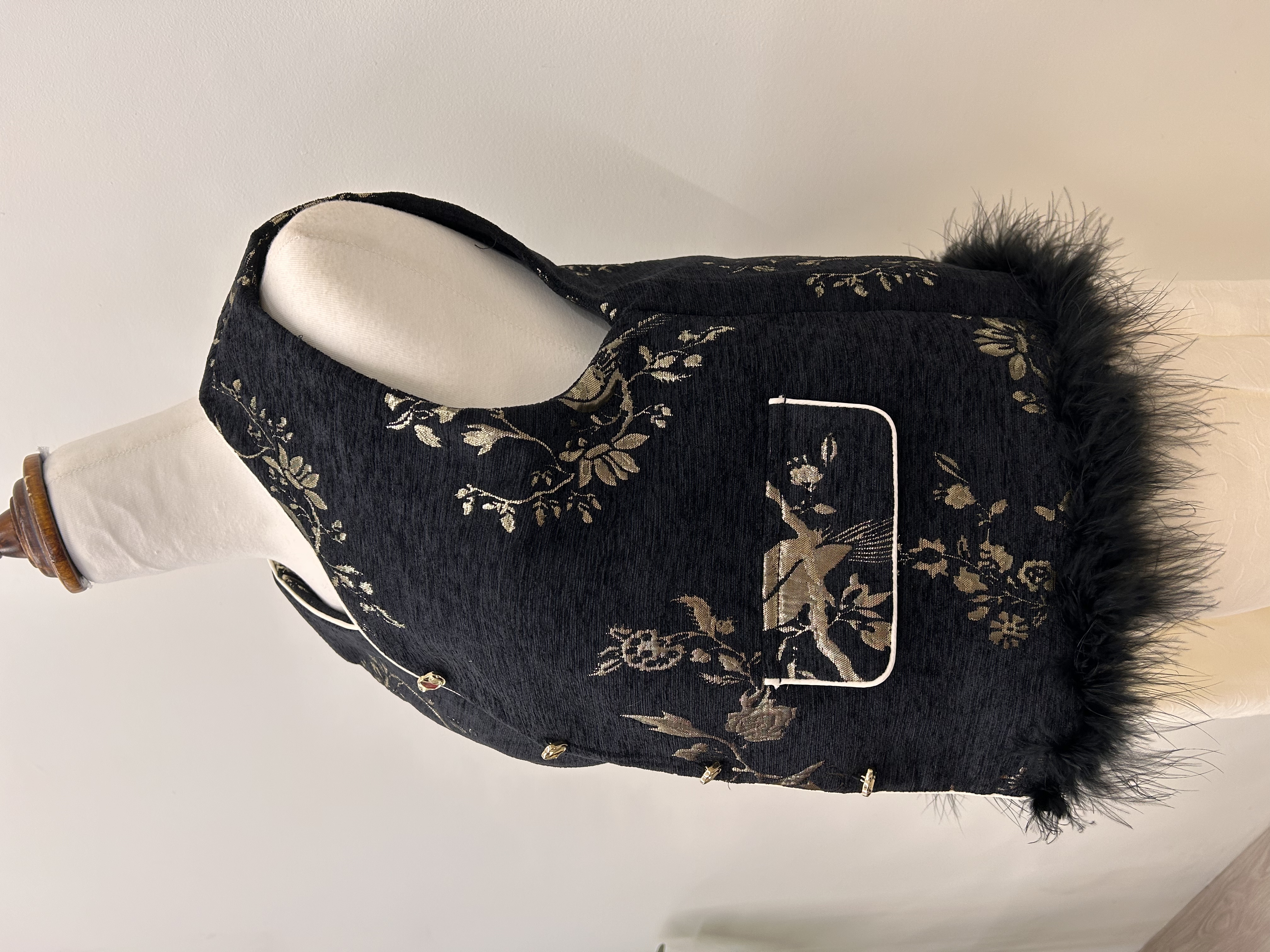 559.WB Embroidered Golden Floral & Bird ST Vest