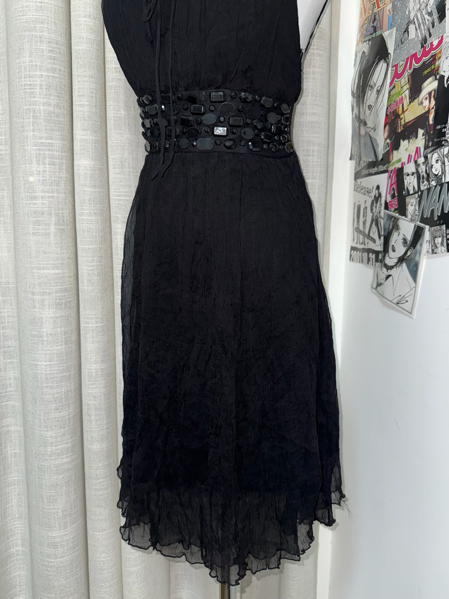 Beaded Waist Chiffon Dress 