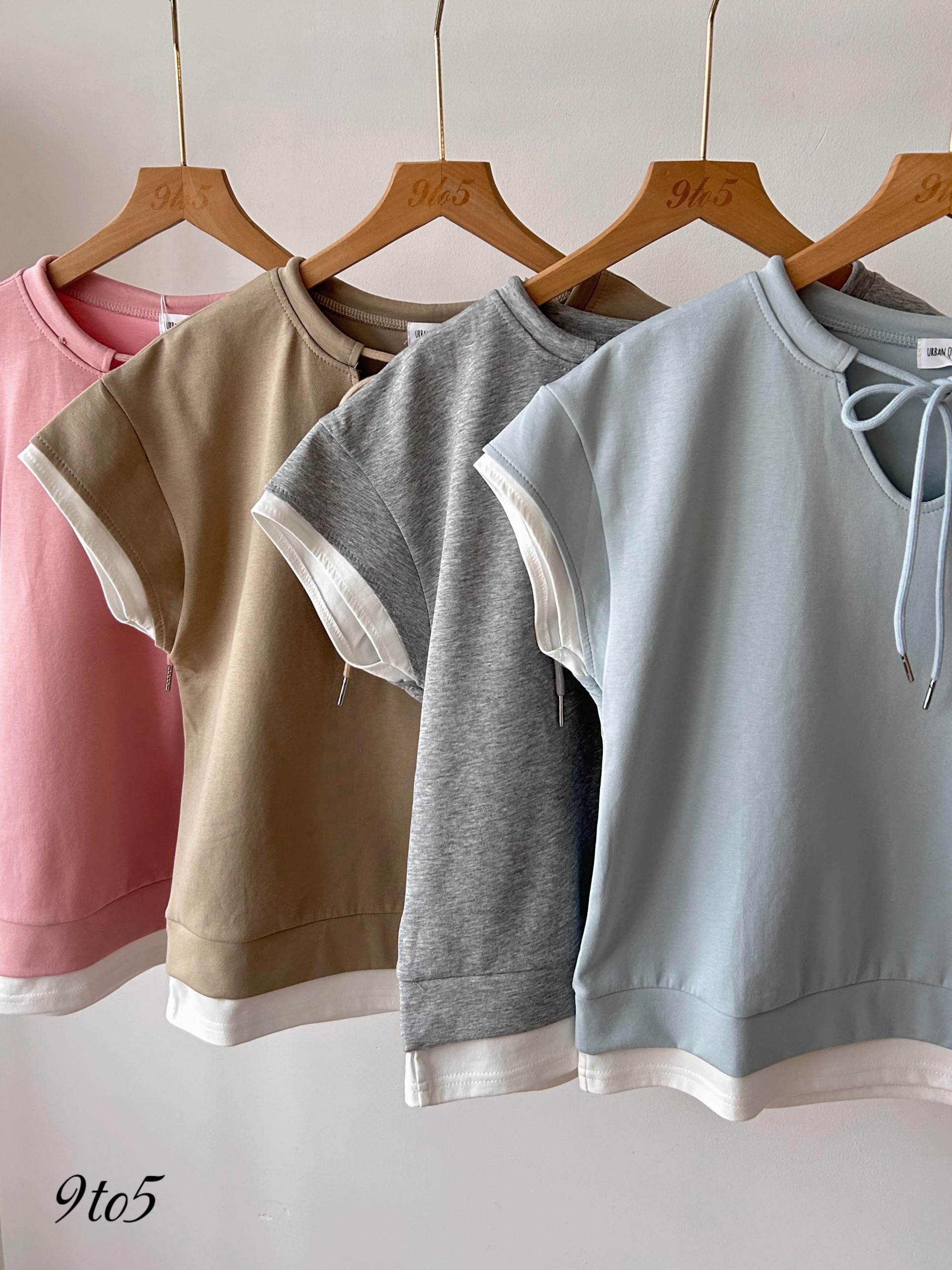 T4394 Self-tie Fake 2pcs Tee - 4 Colors 