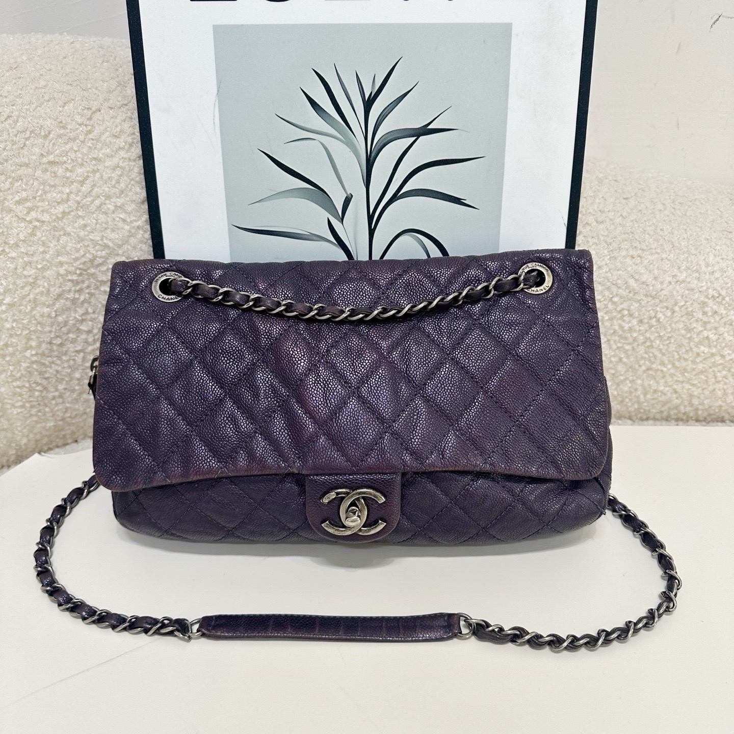 【預訂貨品】鐳射16開 Chanel 紫色cf jumb機場包