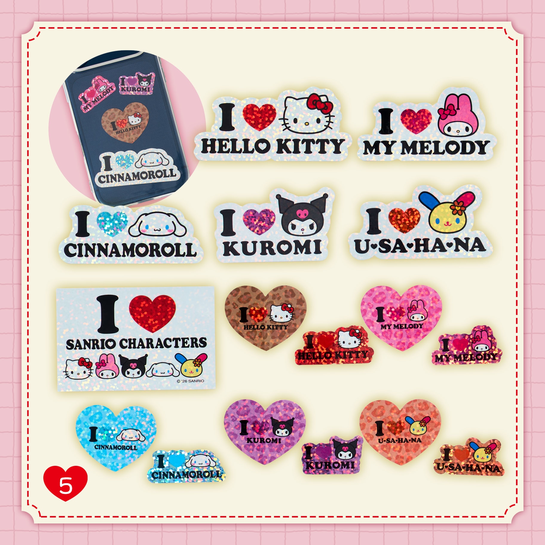 🌸 【預訂】I ♡ SANRIO CHARACTERS - No.5-Sticker Set