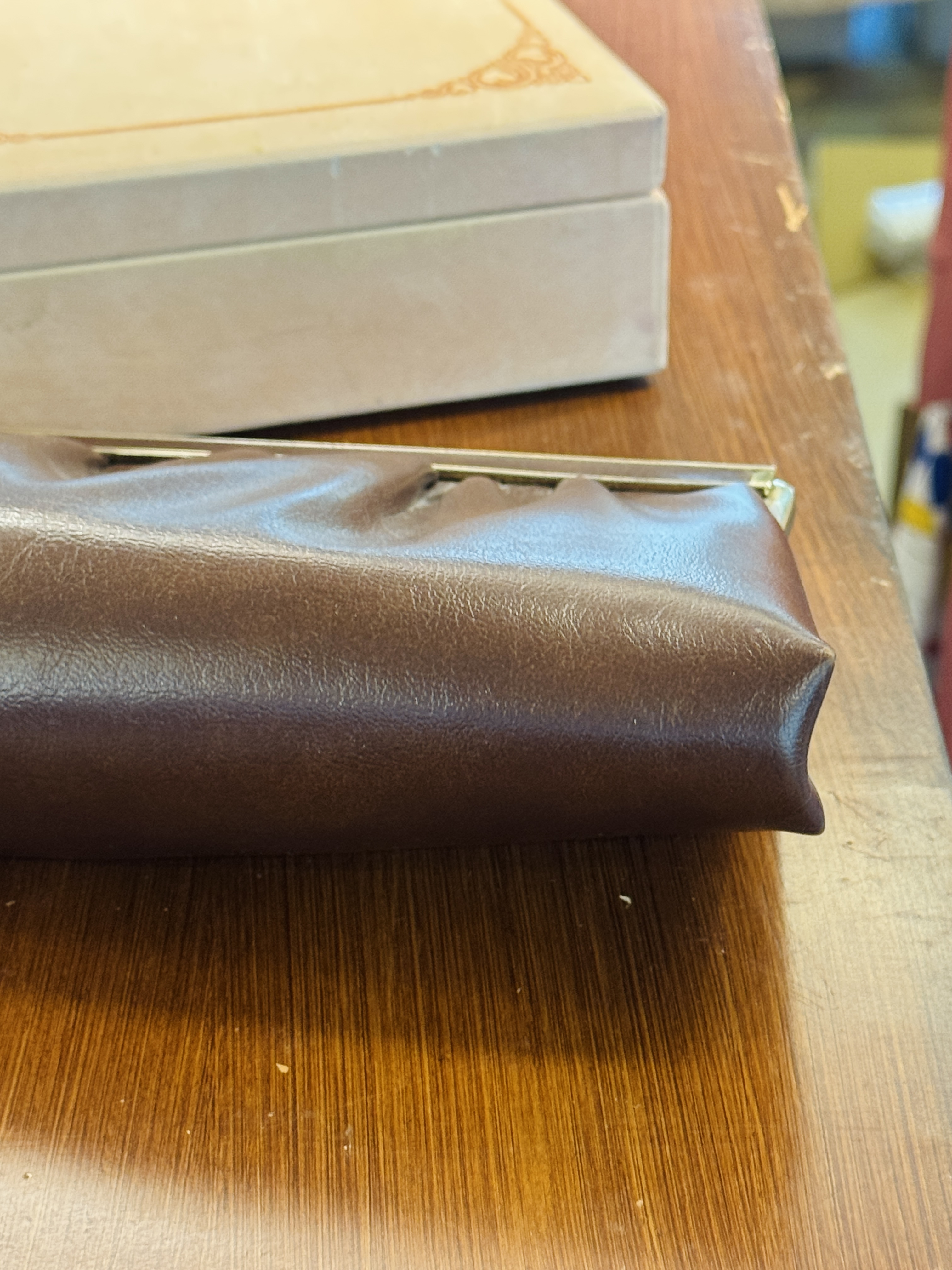 Vintage C.a. 1970s Andé Brown Faux leather Two-Way Clutch/Handbag (MT2498)