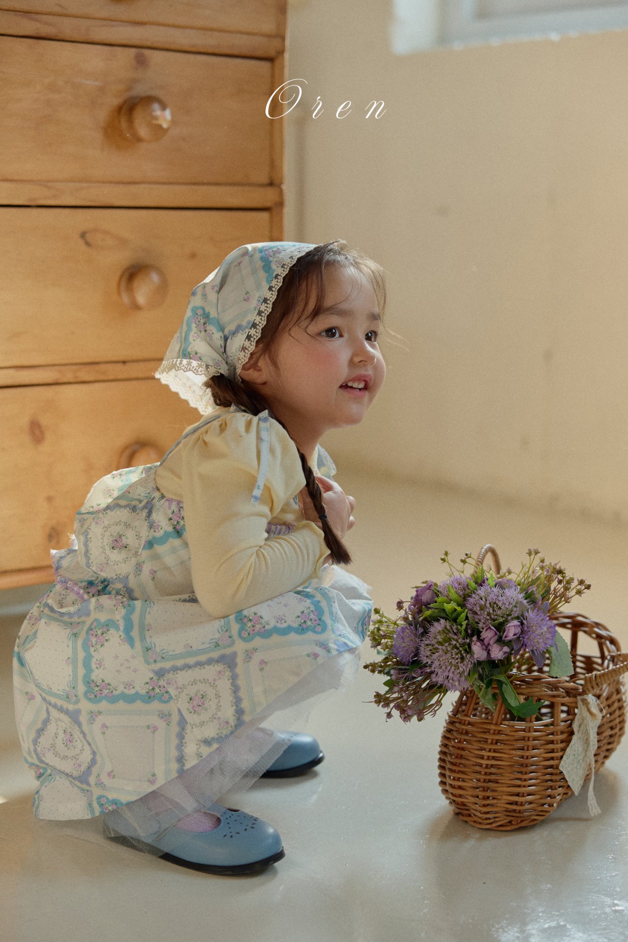 刺繡花花套裝 (吊帶+短裙+帽)