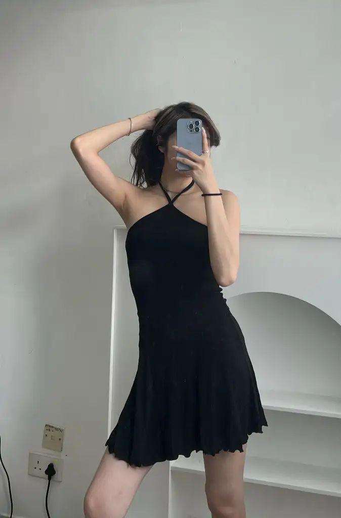 綁頸貼身連身裙 KR5099