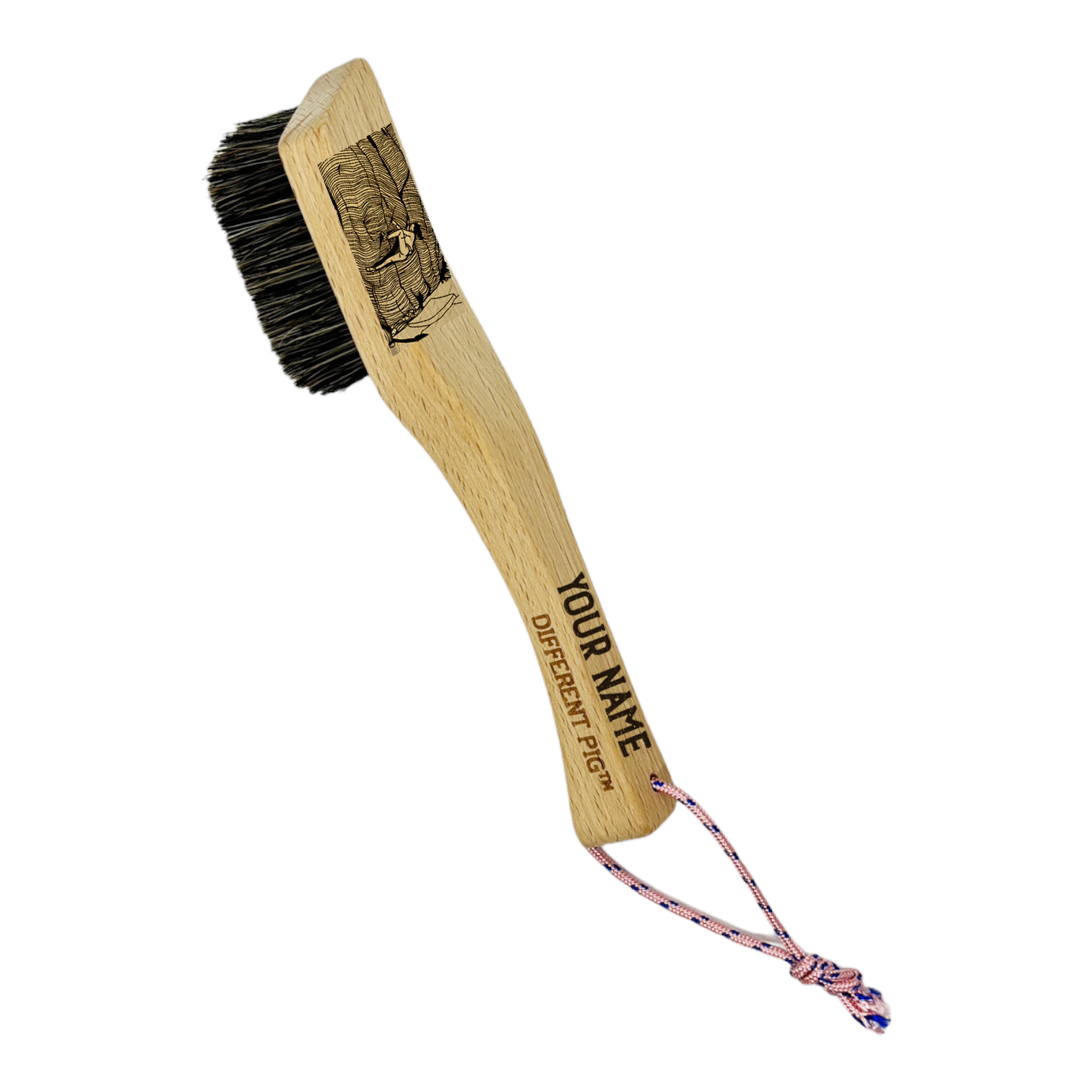 【來圖訂製】𝗗𝗜𝗙𝗙𝗘𝗥𝗘𝗡𝗧 𝗣𝗜𝗚™ OG brush with paracord fully customised by you 刻圖大豬攀岩掃