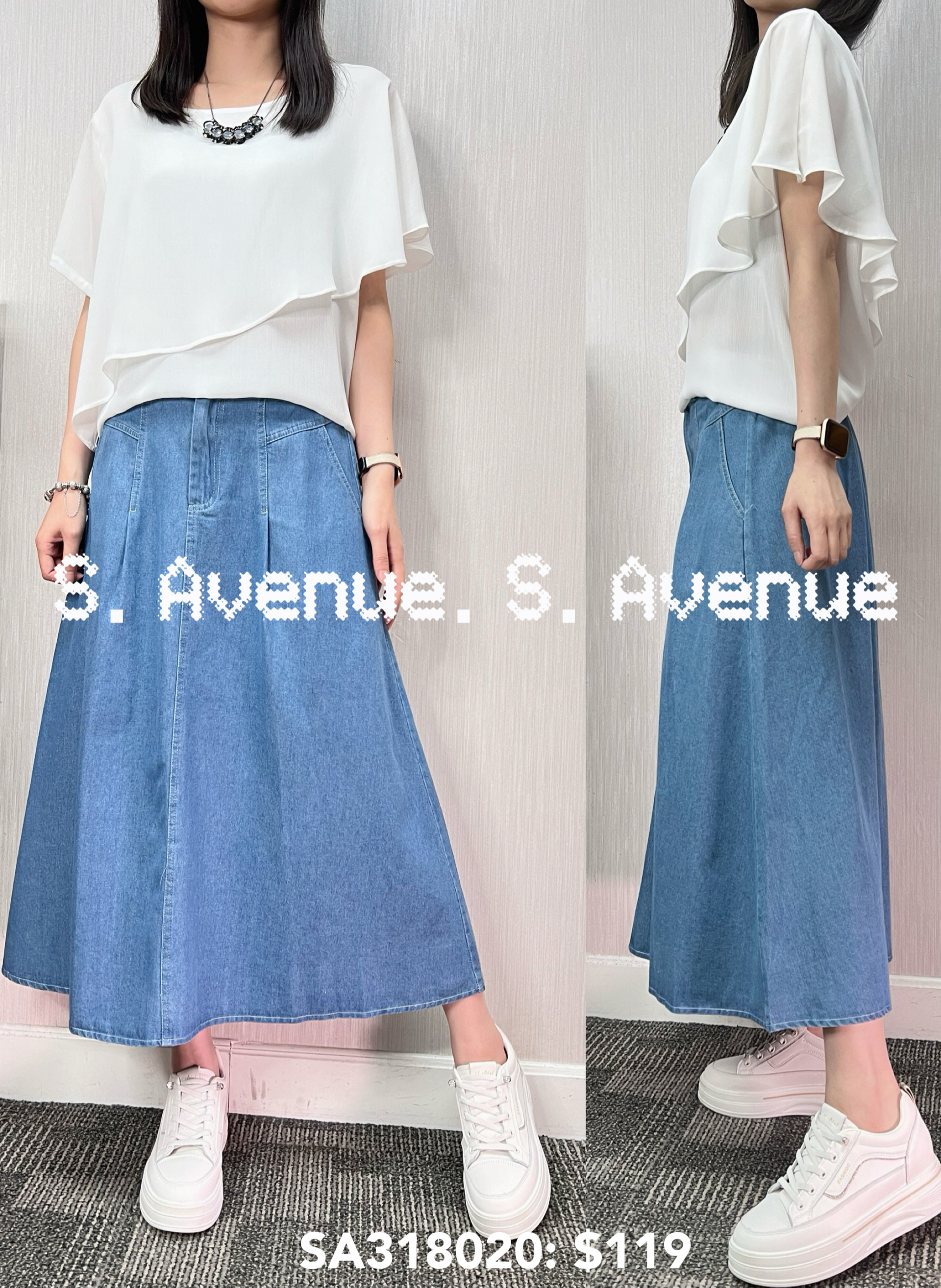 SA49600: 短袖斗逢兩層雪紡top