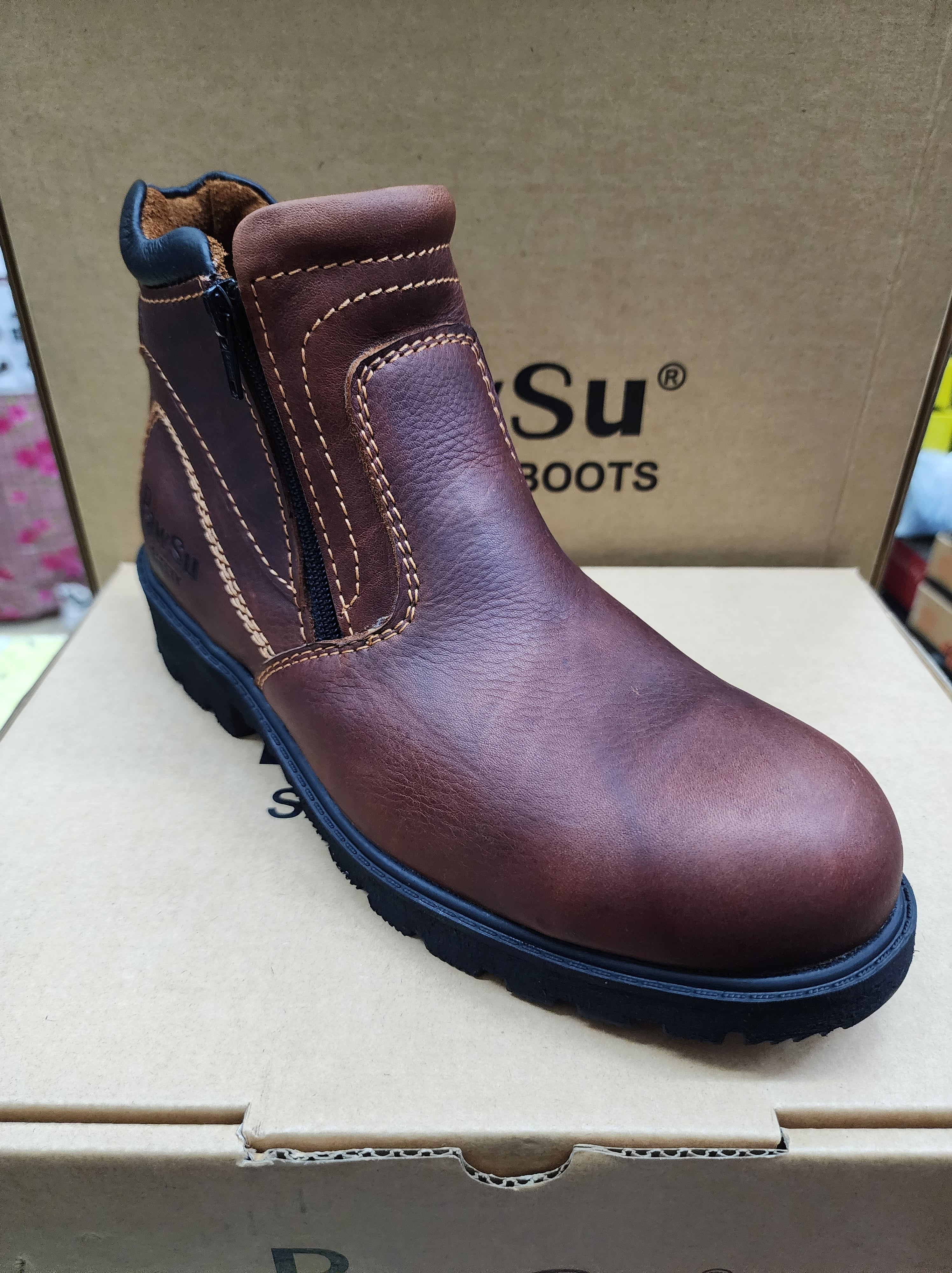 PAWSU MEN'S SAFETY BOOT / STEEL TOE PLATE HEAVY DUTY SAFETY BOOT / KASUT KERJA LELAKI PS902 SERIES ZIP-ON SAFETY Kasut Keselamatan Lelaki Kerja Lasak Zip