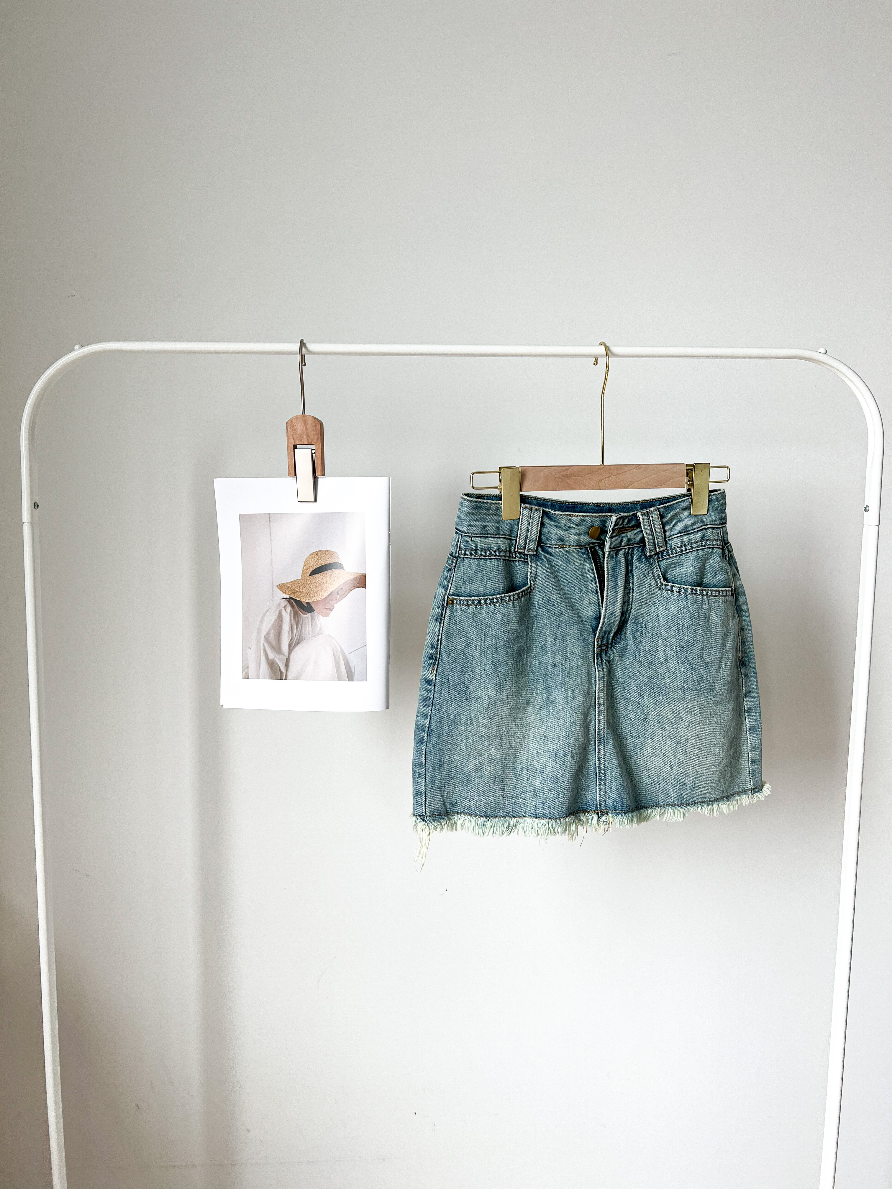 Fringe Denim A line Skirt韩版个性流苏a字牛仔短裙