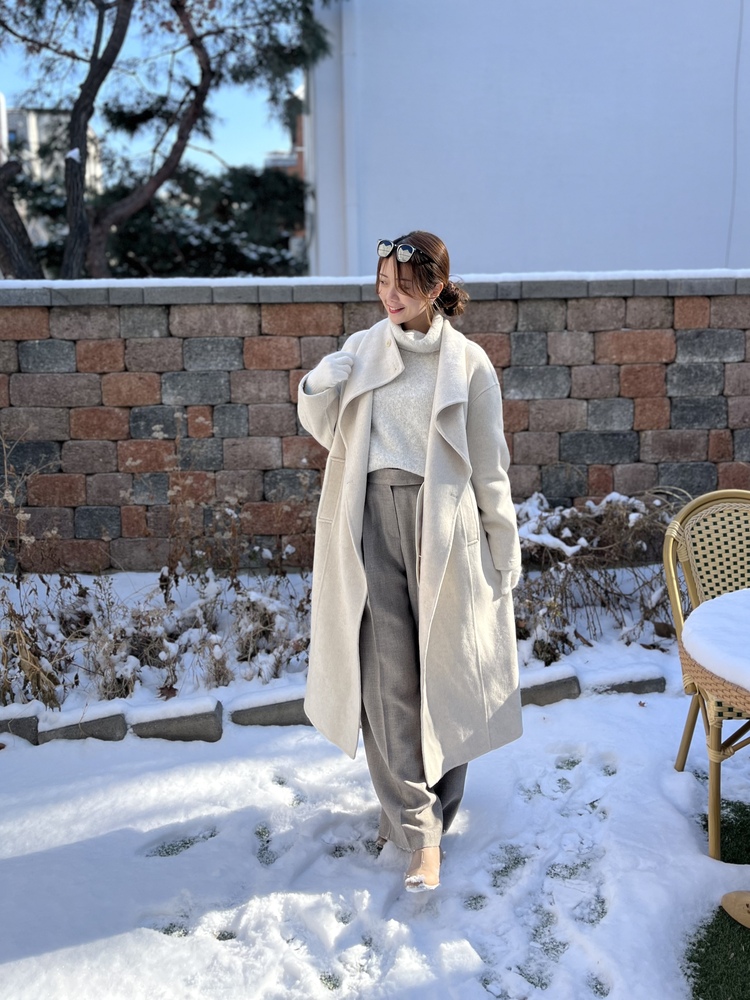 [70% Wool] Parisian Belted Wool Coat (Oat)