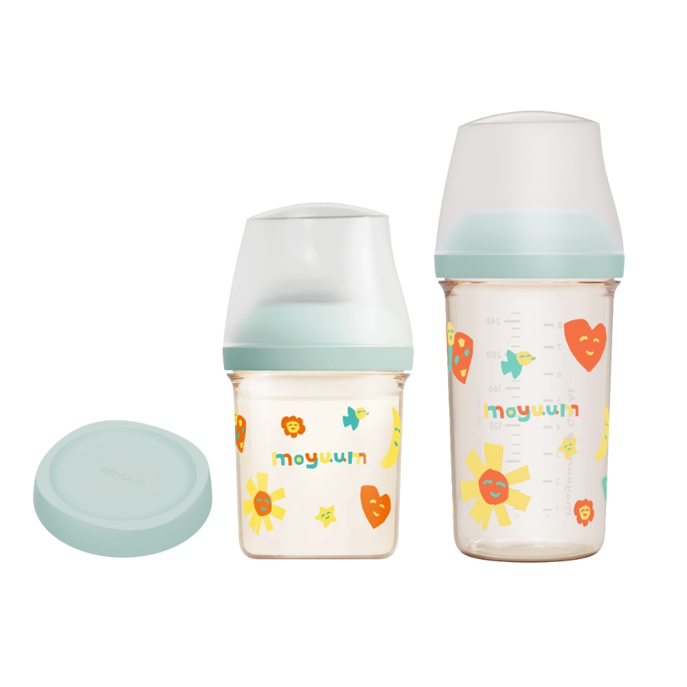 Moyuum - mov.aa PPSU圓口偏心防漲氣奶瓶160+250ml(綠色)送mov.aa奶瓶蓋配件(綠色)_MY288