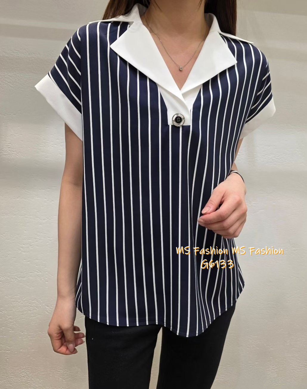 G6133 韓國🇰🇷靚料條子拼邊top