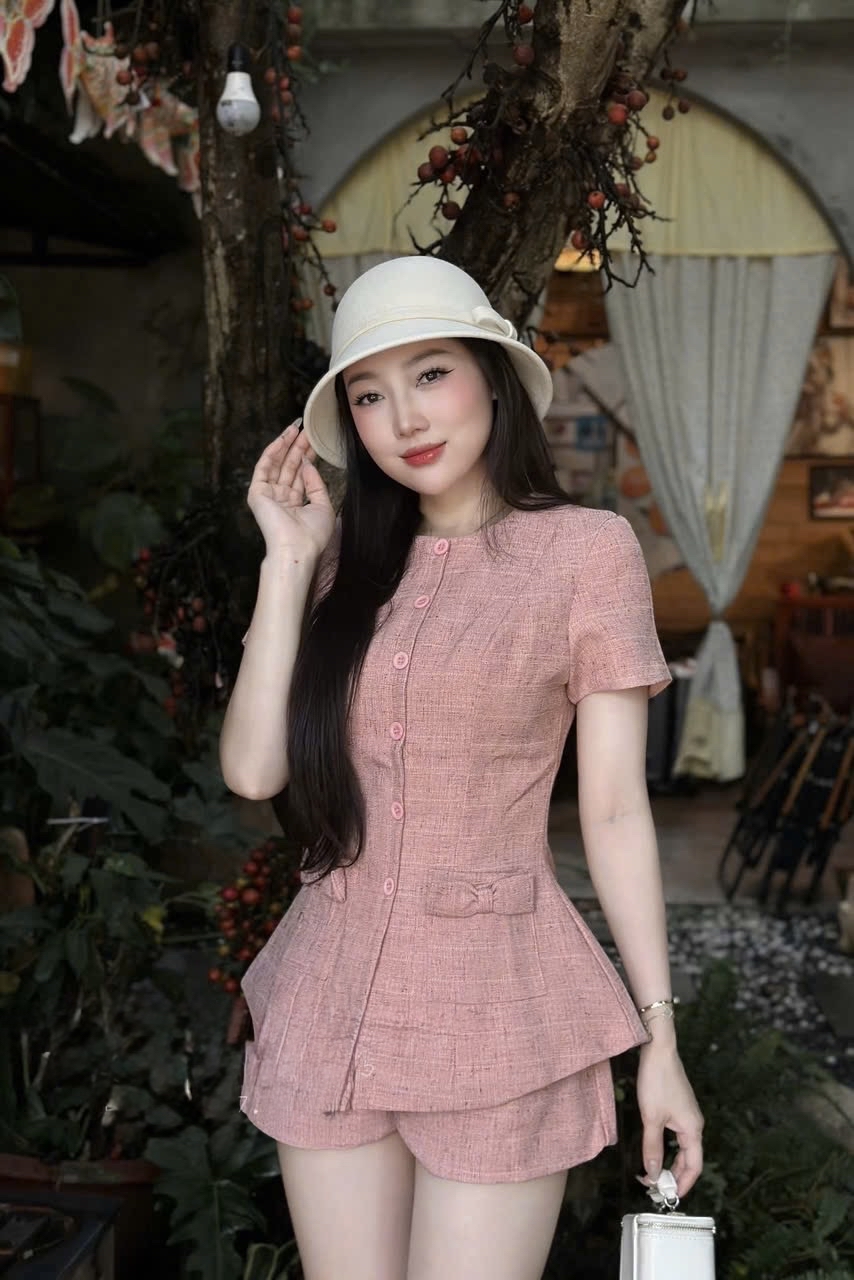 優雅女士亞麻套裝