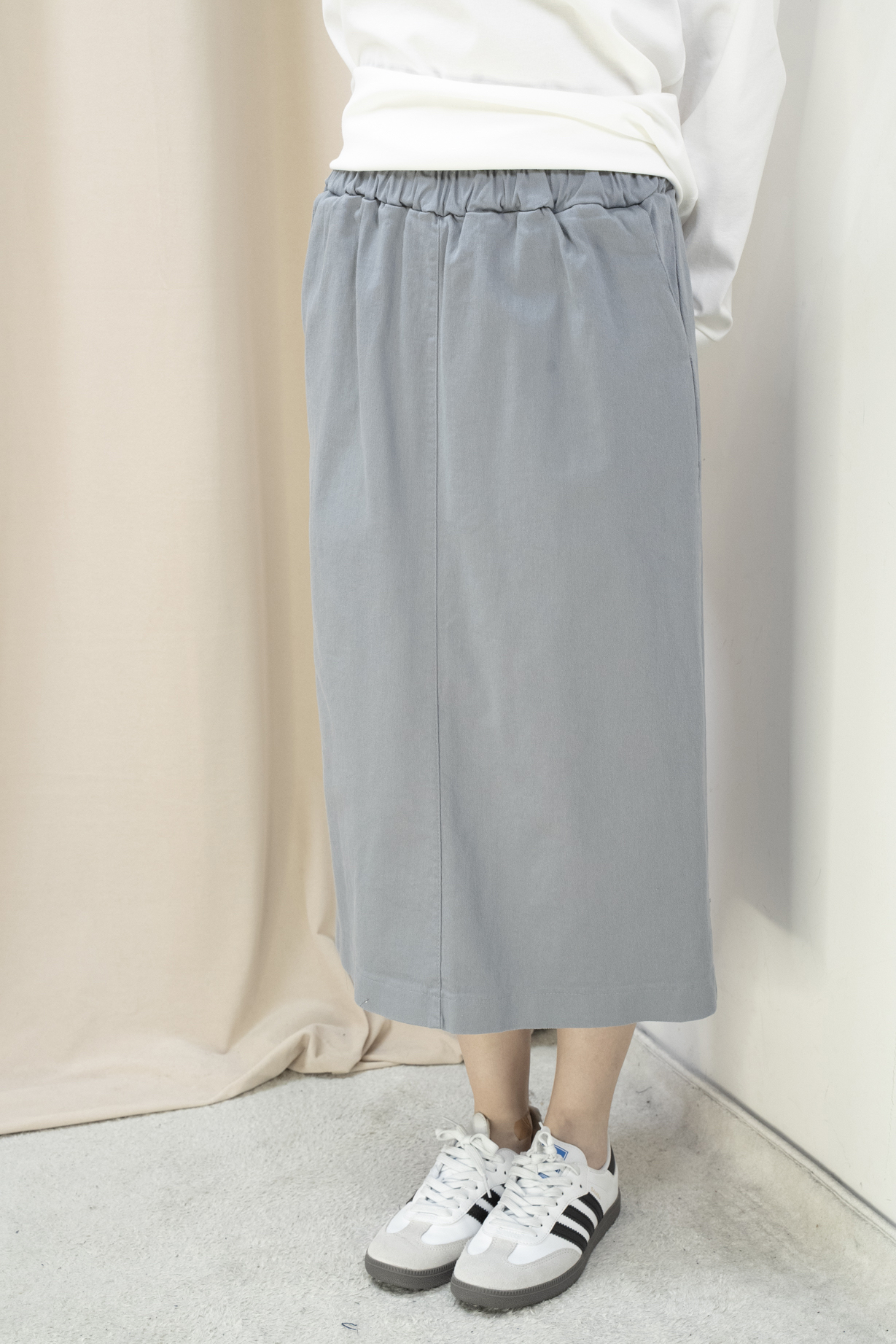 新色！棉質直筒全橡筋腰半身裙（3色）