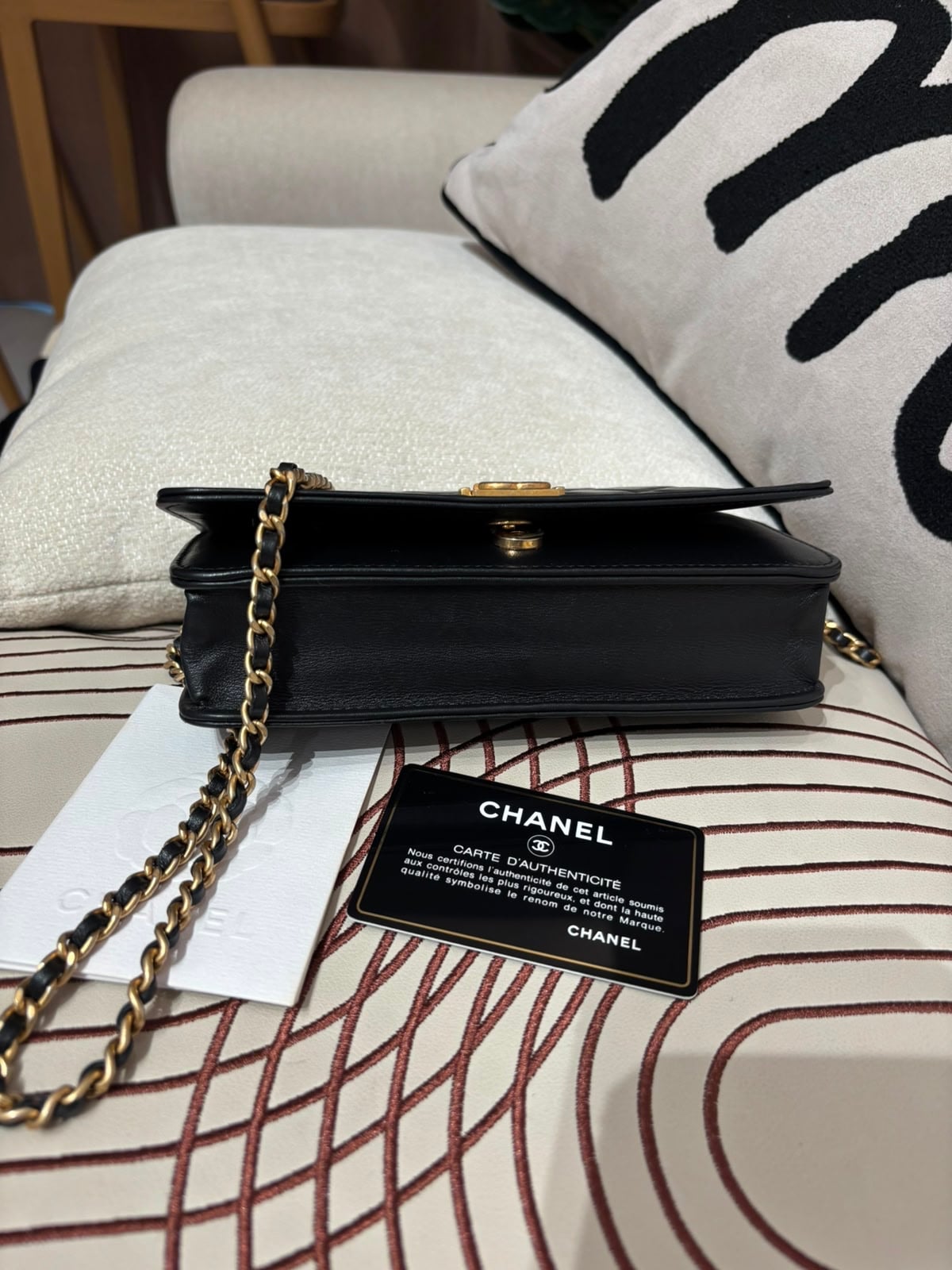 Chanel Boy Wallet On Chain woc 黑金100%Authentic, 92%New ✅26Card✅Dust bag