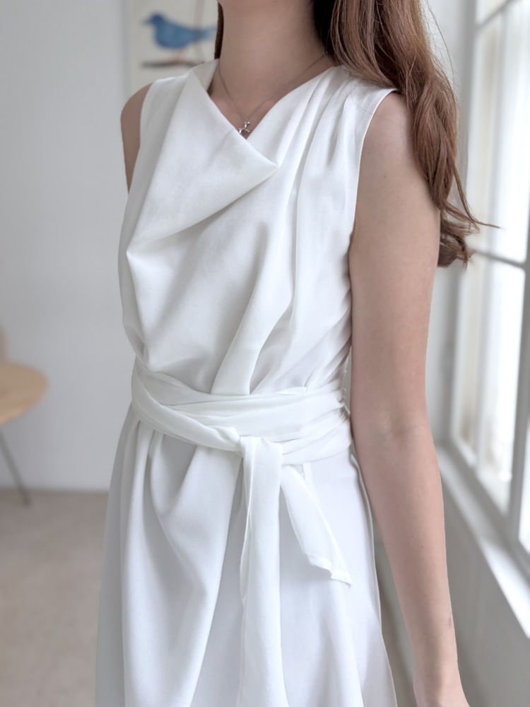 Athena Drape Dress (White)