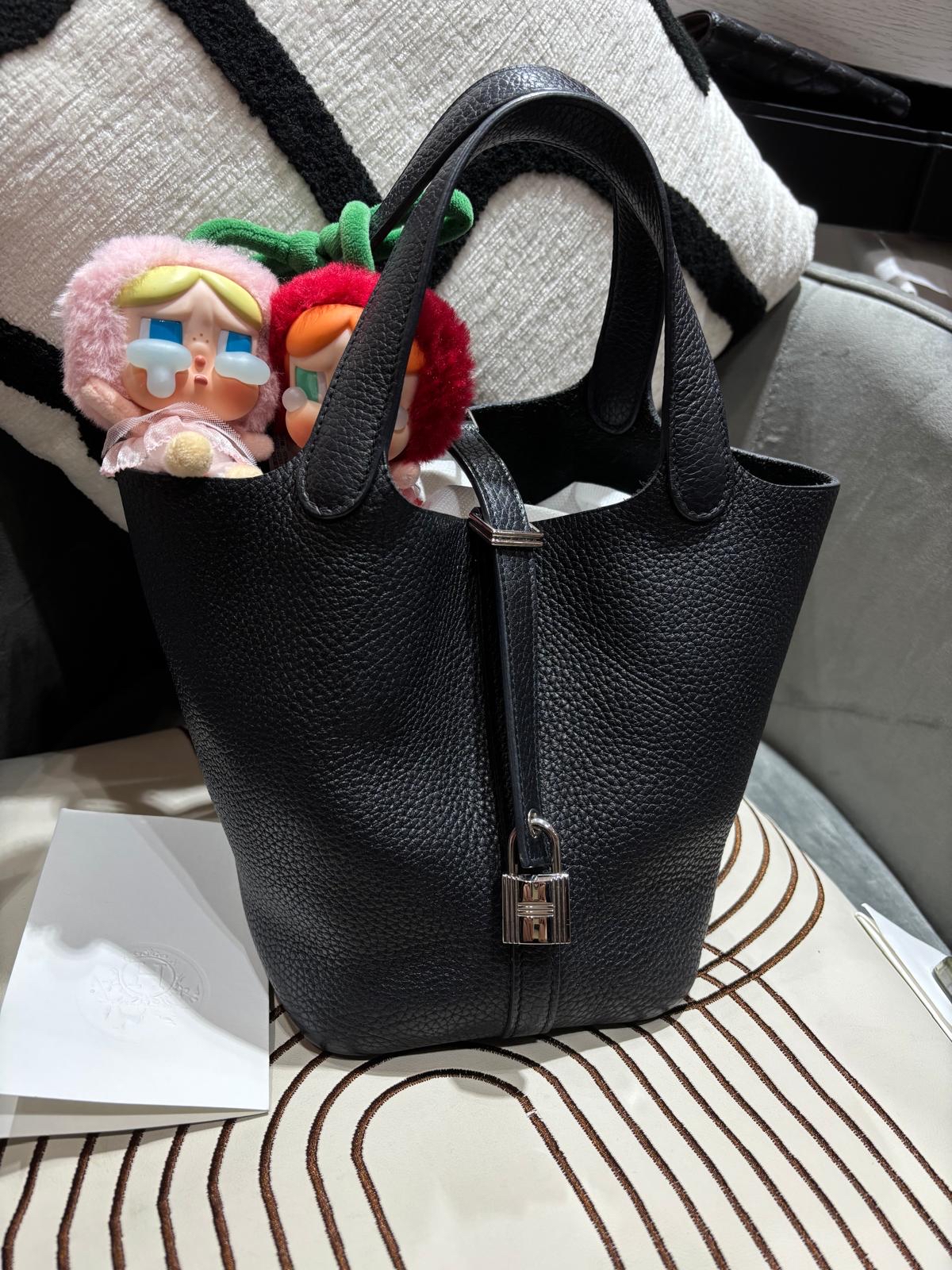 Hermes picotin 18,  黑銀 100%Authentic ,90%new  ✅收據✅key lock ✅box  