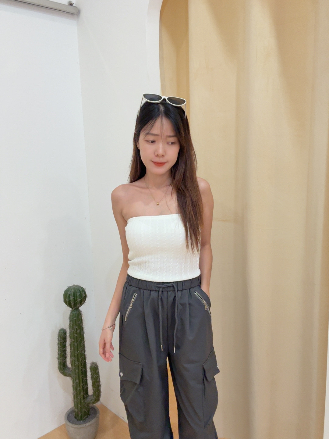 麻花平口抹胸修身背心 R2969