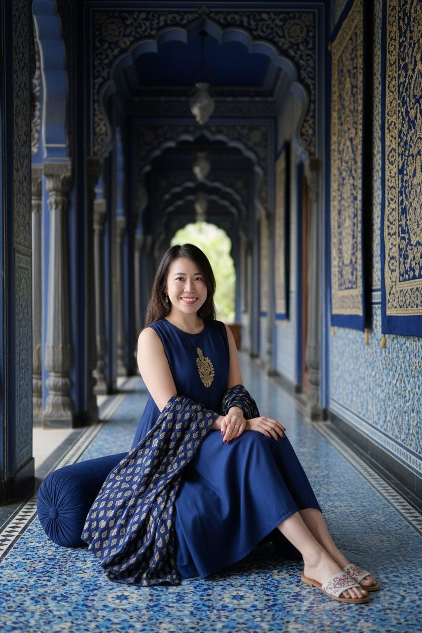 1658 Navy Blue Set of 2 Sleeveless OP 47"  + Outer 47"