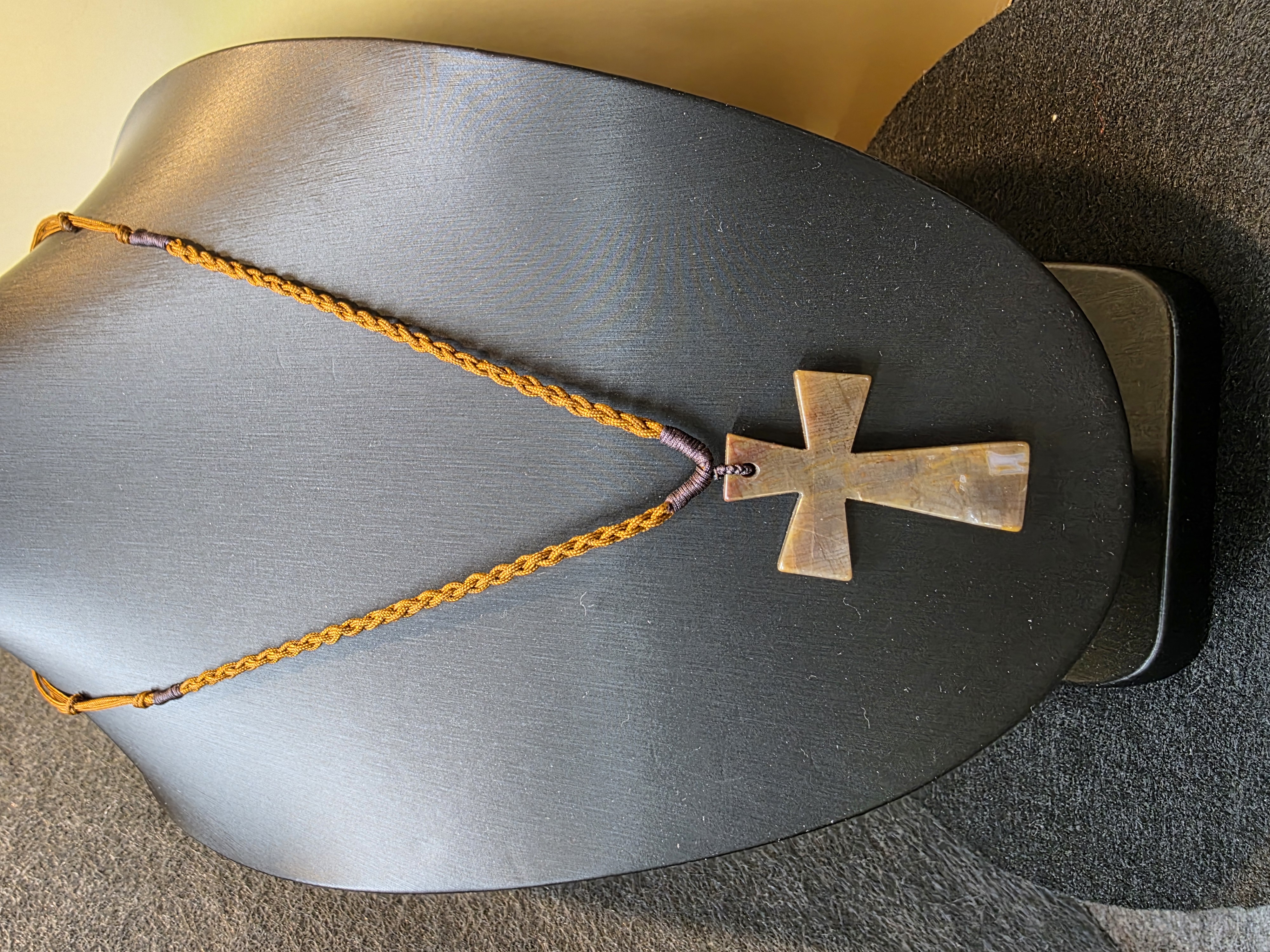 瑪瑙十字架織繩頸鏈